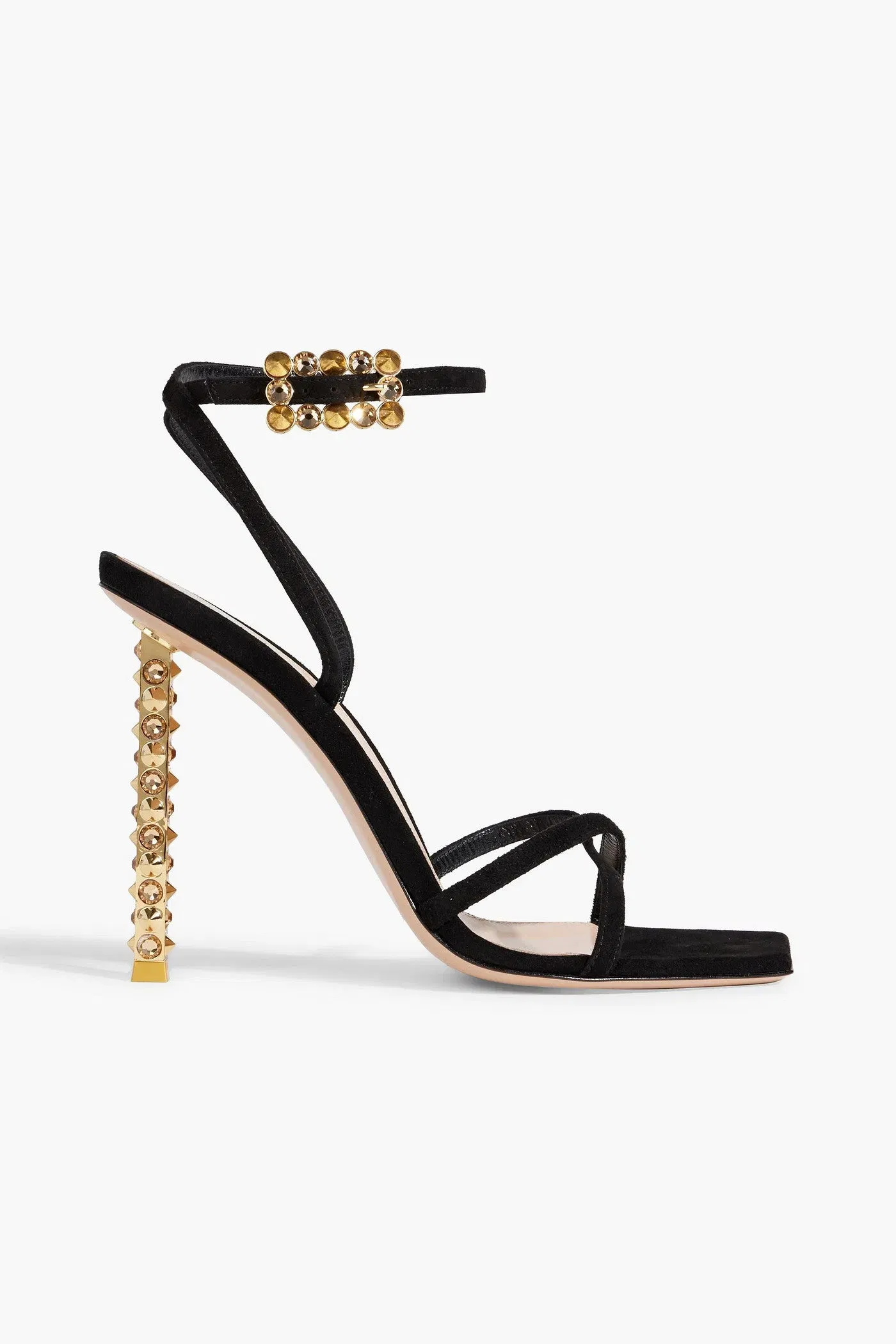 Gianvito Rossi Wonder Embellished Suede Sandals Black Women's