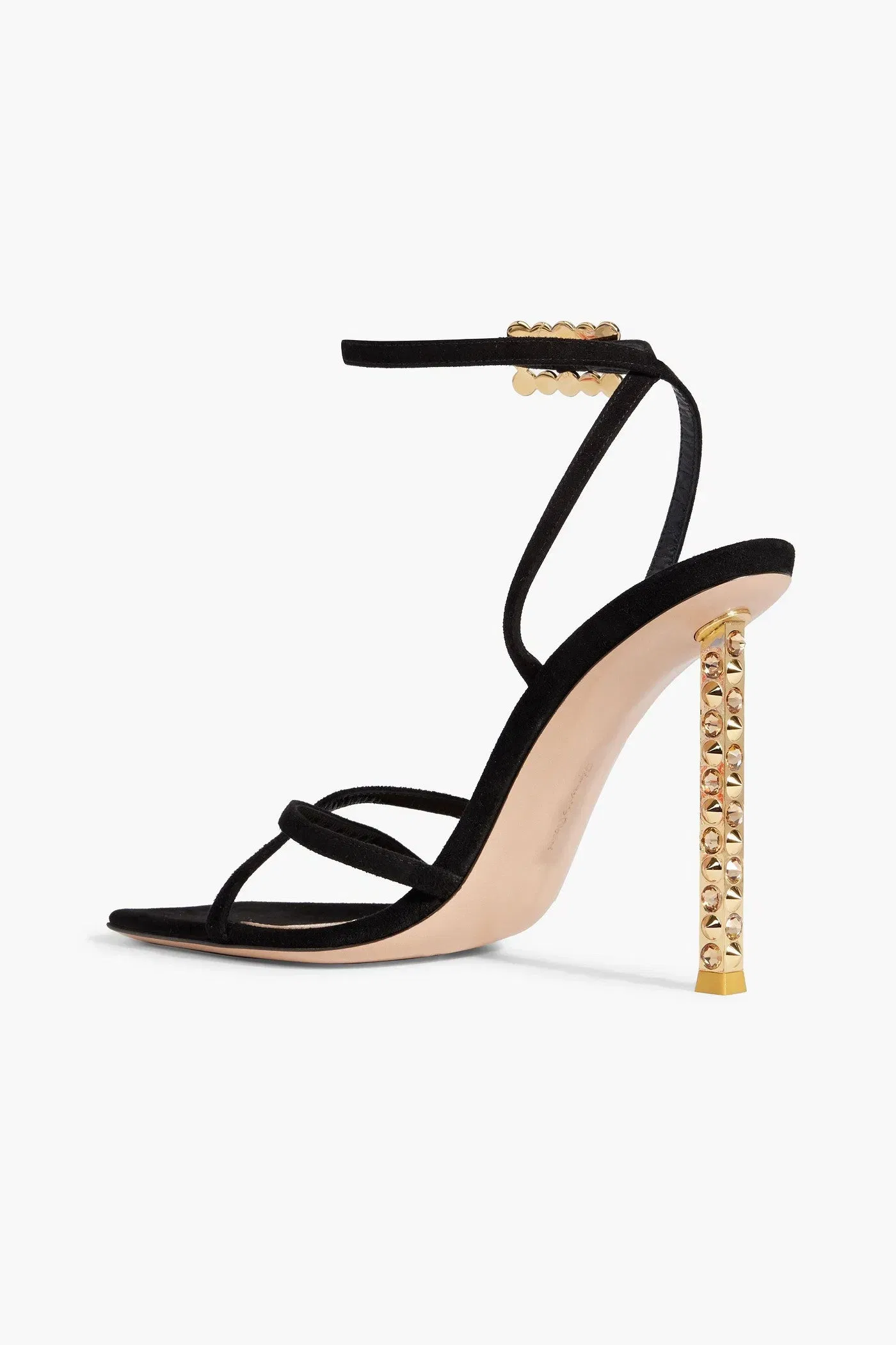 Gianvito Rossi Wonder Embellished Suede Sandals Black Women's