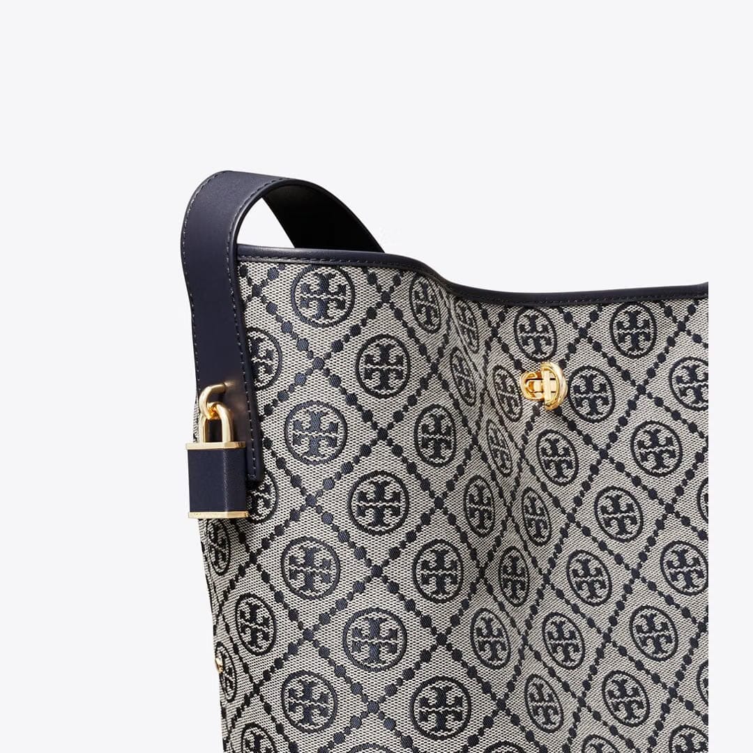 Tory Burch T Monogram Lock Slim Bucket Bag Tory Navy
