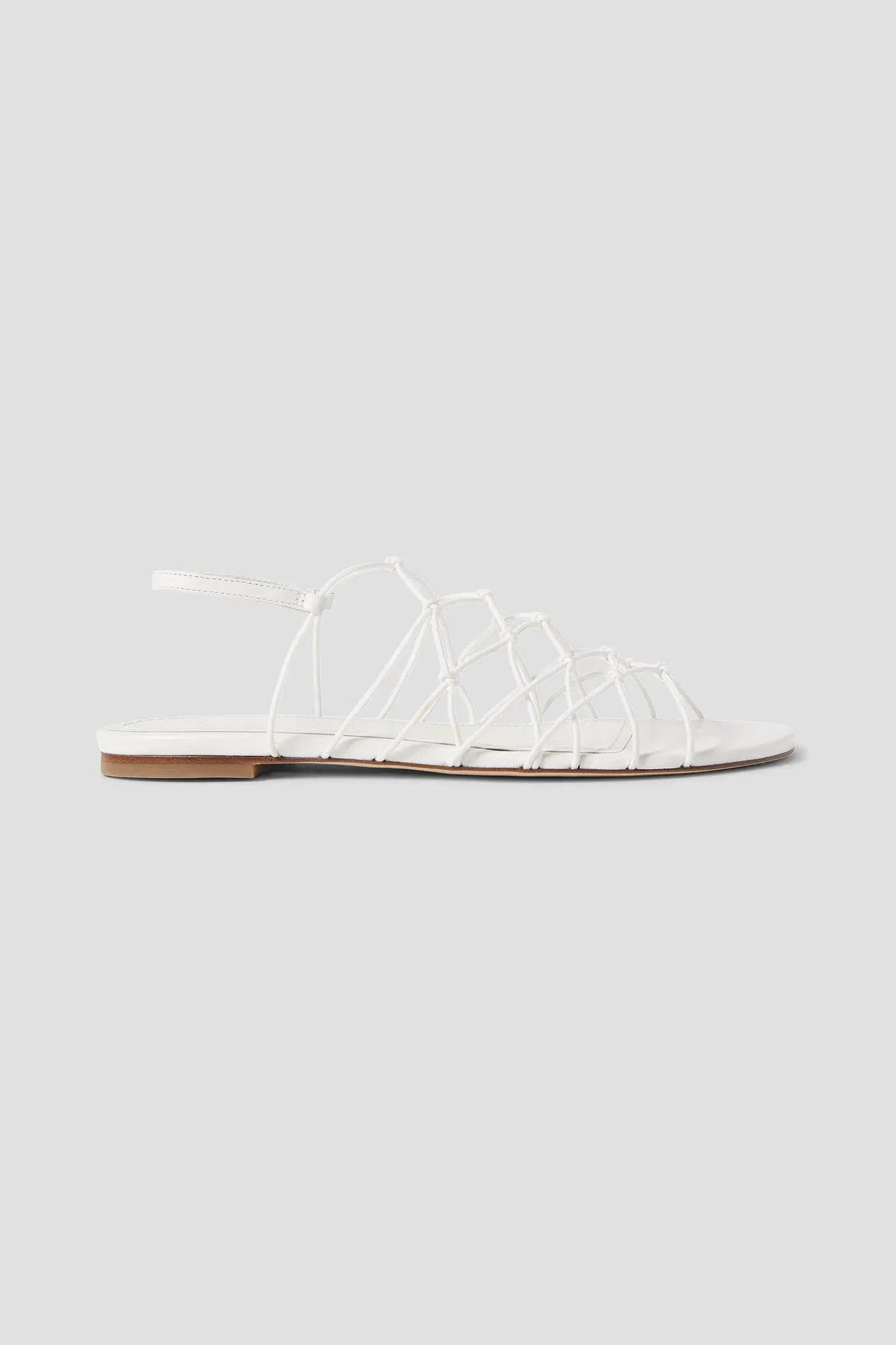 Staud Gio Knotted Elastic And Leather Sandals White Women's