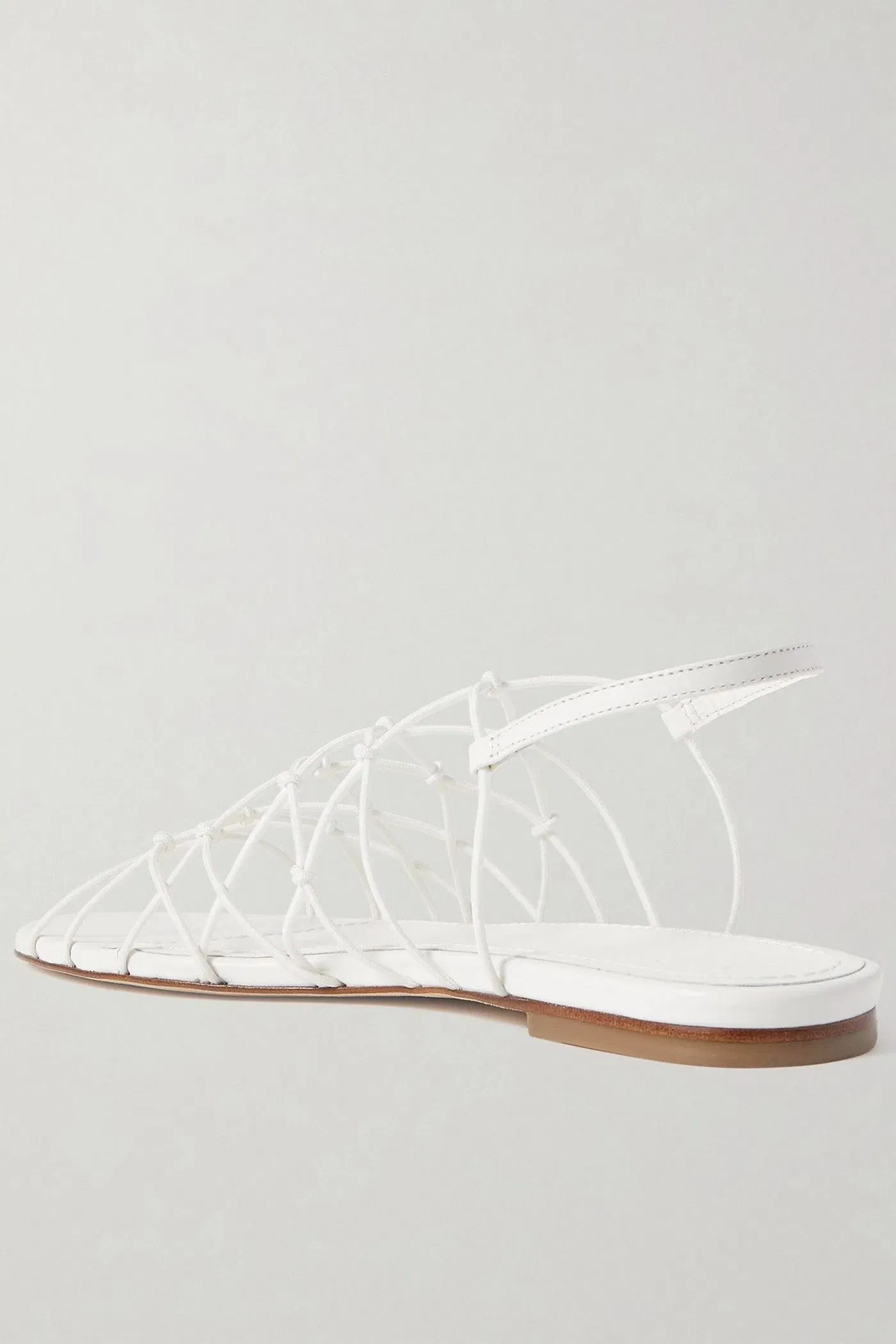 Staud Gio Knotted Elastic And Leather Sandals White Women's