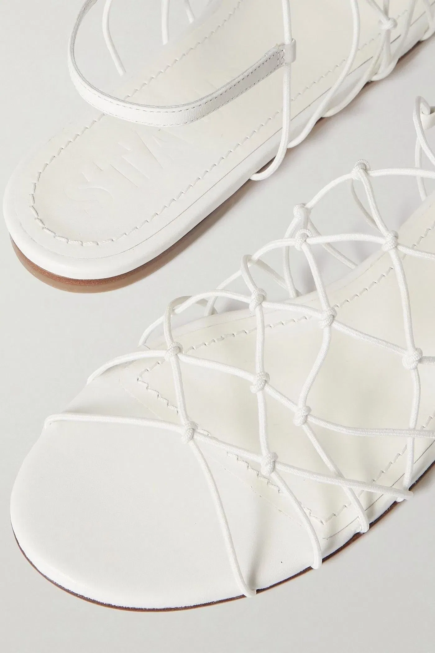 Staud Gio Knotted Elastic And Leather Sandals White Women's