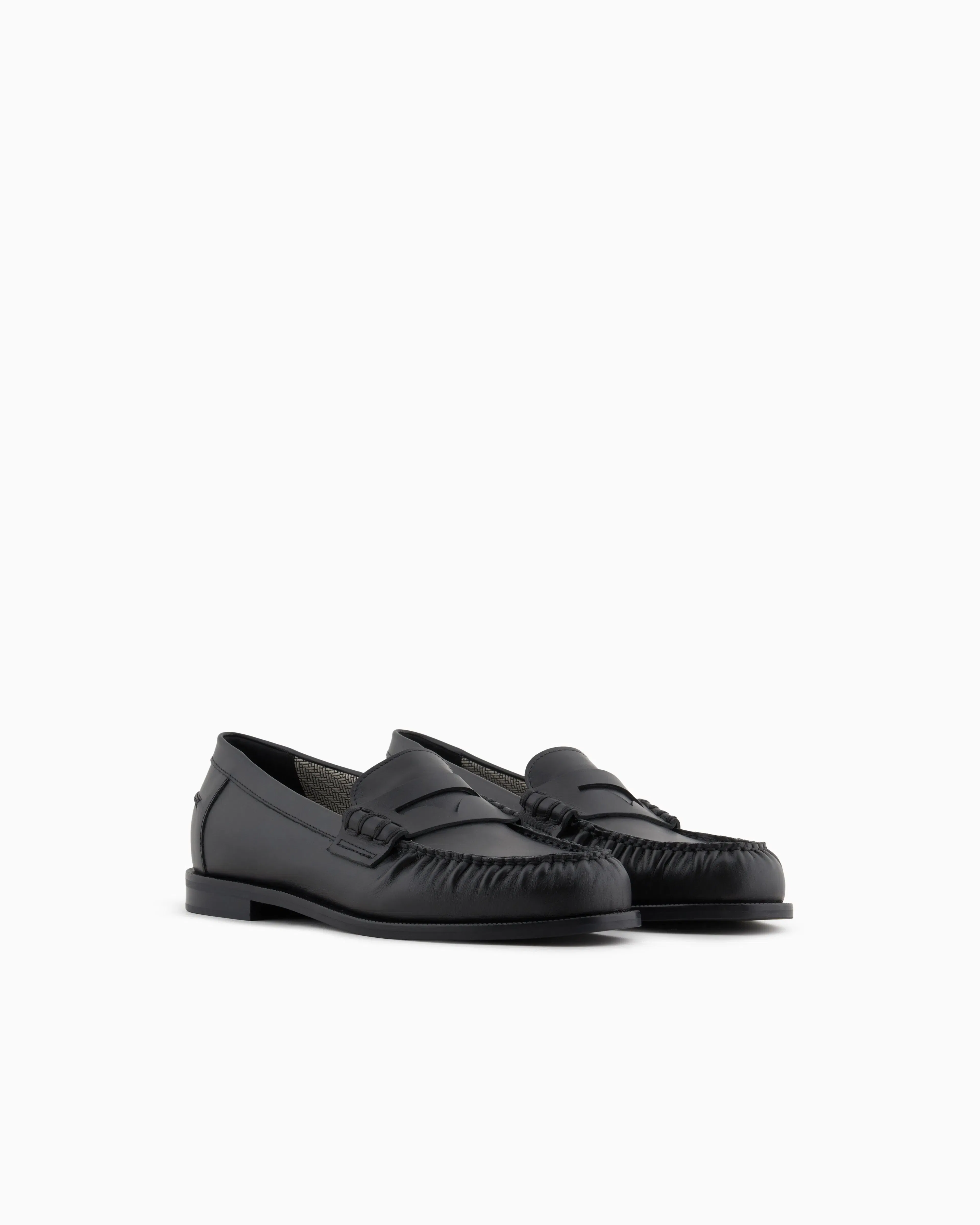 Emporio Armani Smooth Leather Loafers Black