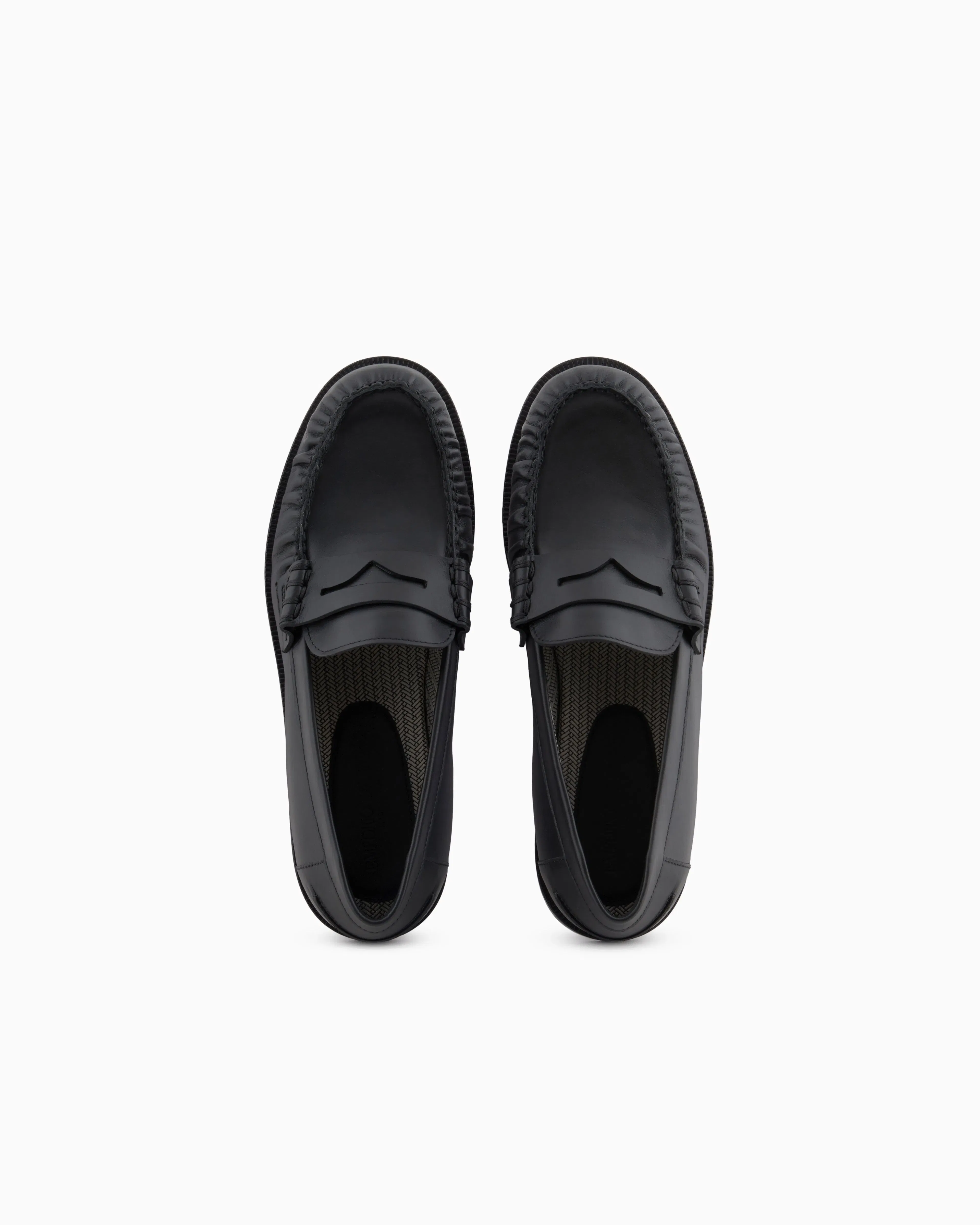 Emporio Armani Smooth Leather Loafers Black