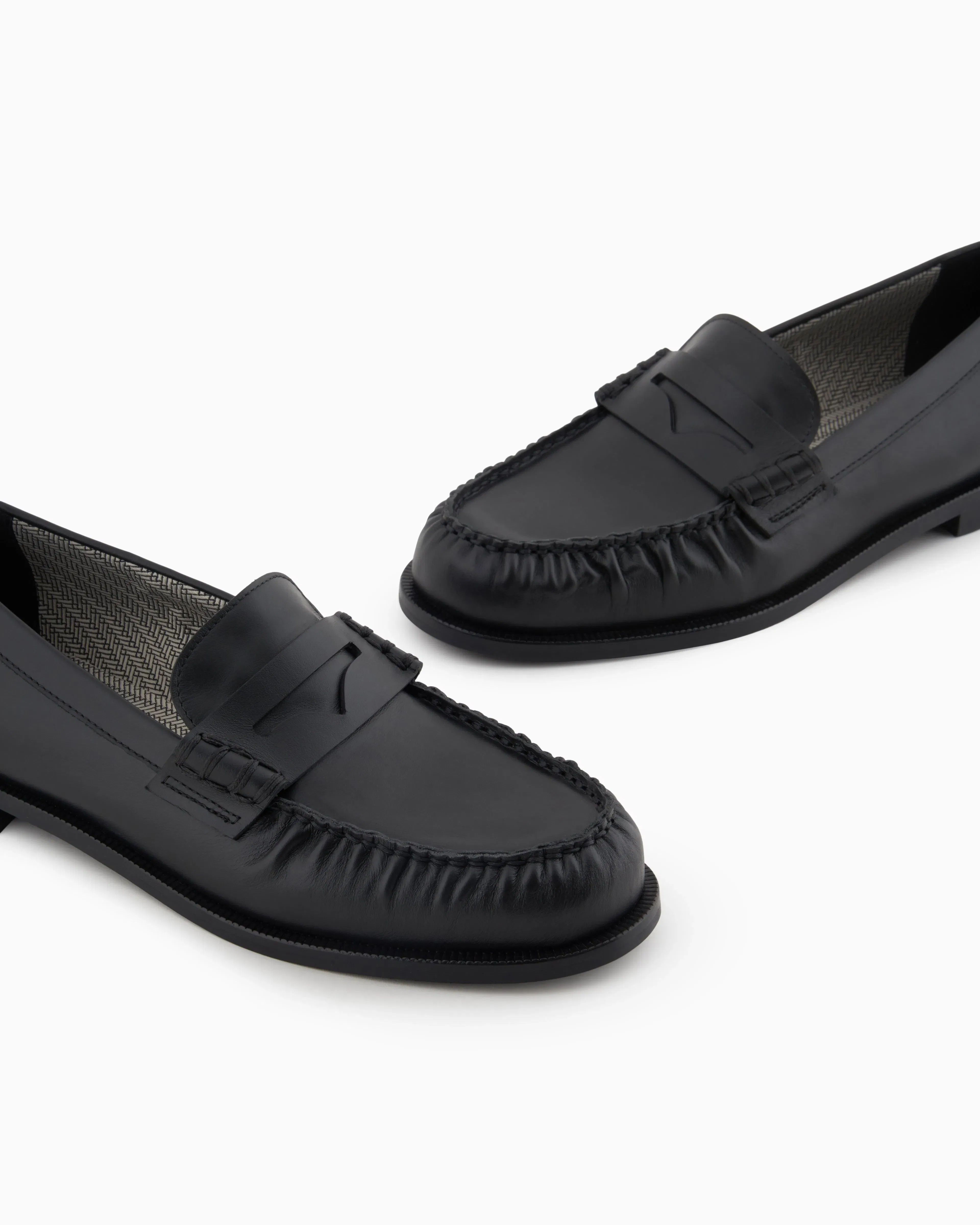 Emporio Armani Smooth Leather Loafers Black