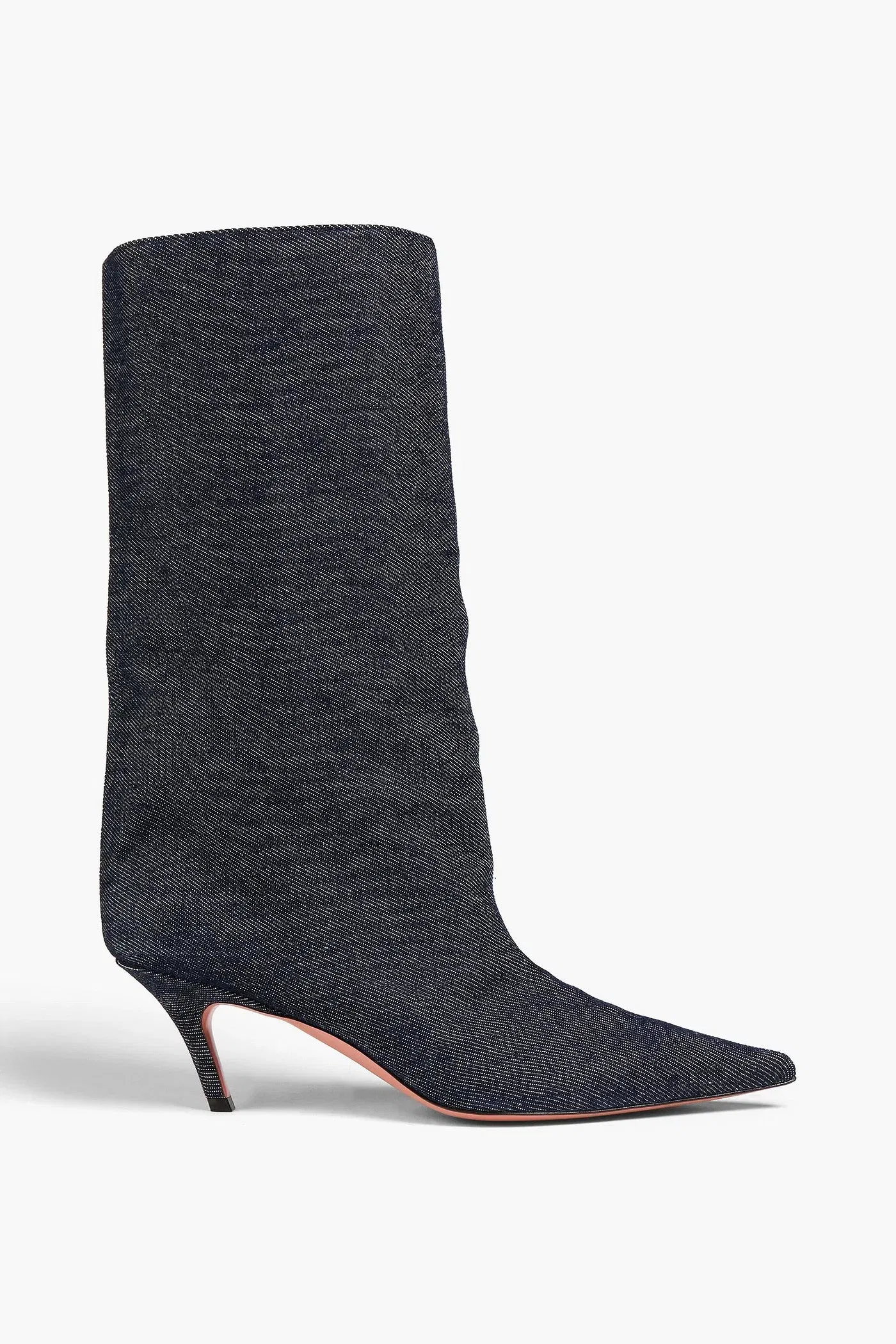 Amina Muaddi Fiona 60 Denim Boots Dark Denim Women's