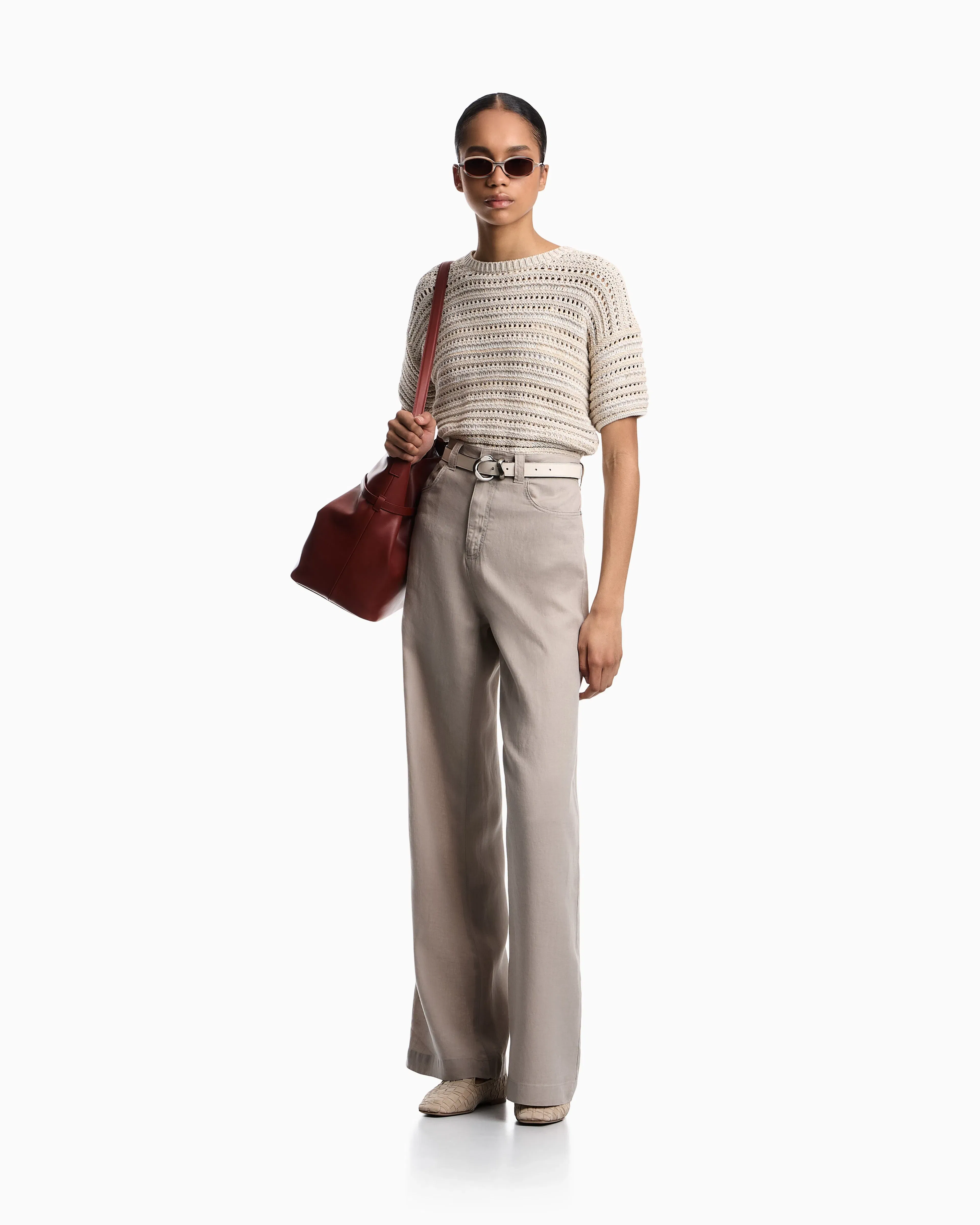 Emporio Armani Short-sleeved jumper with perforated knit