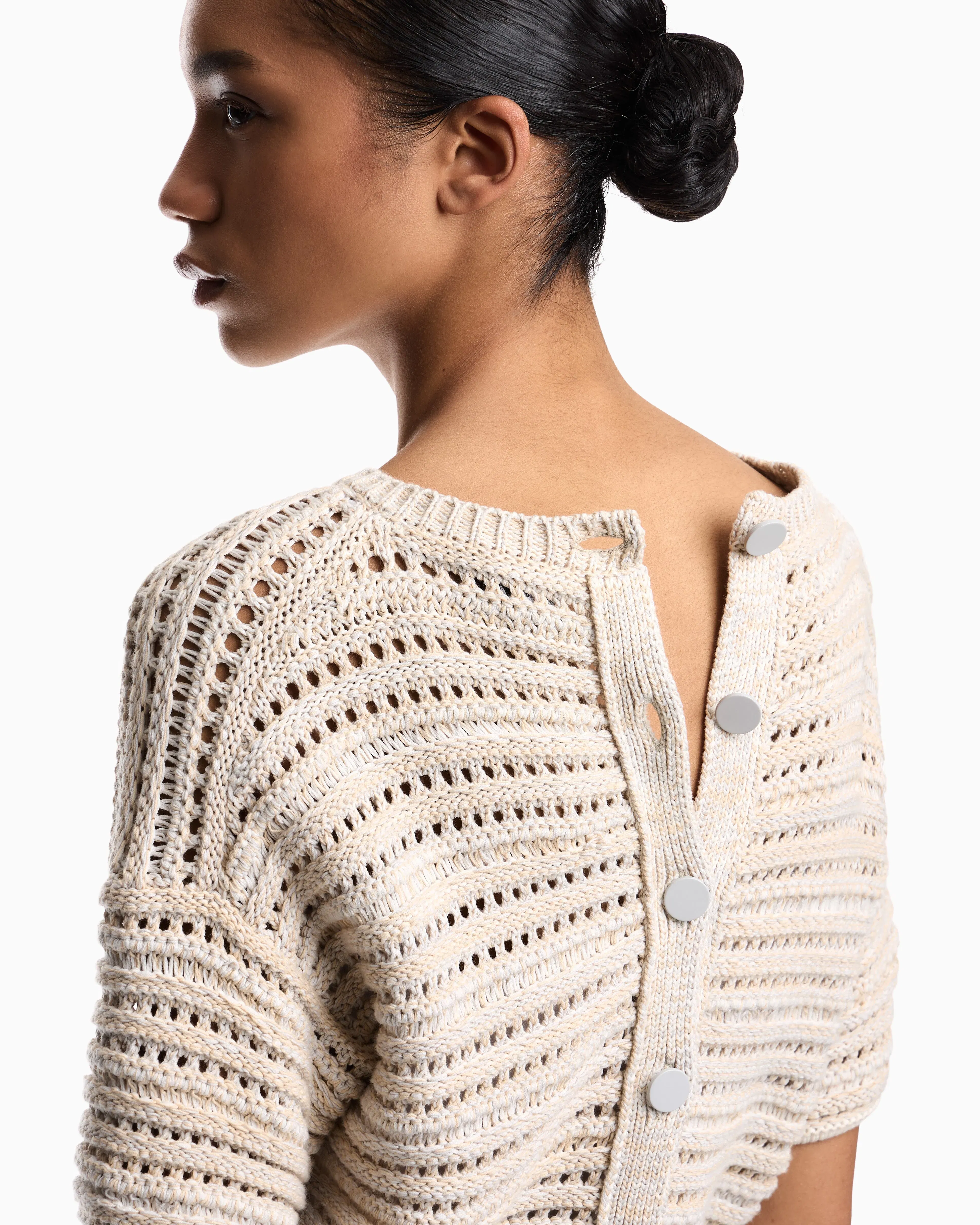 Emporio Armani Short-sleeved jumper with perforated knit