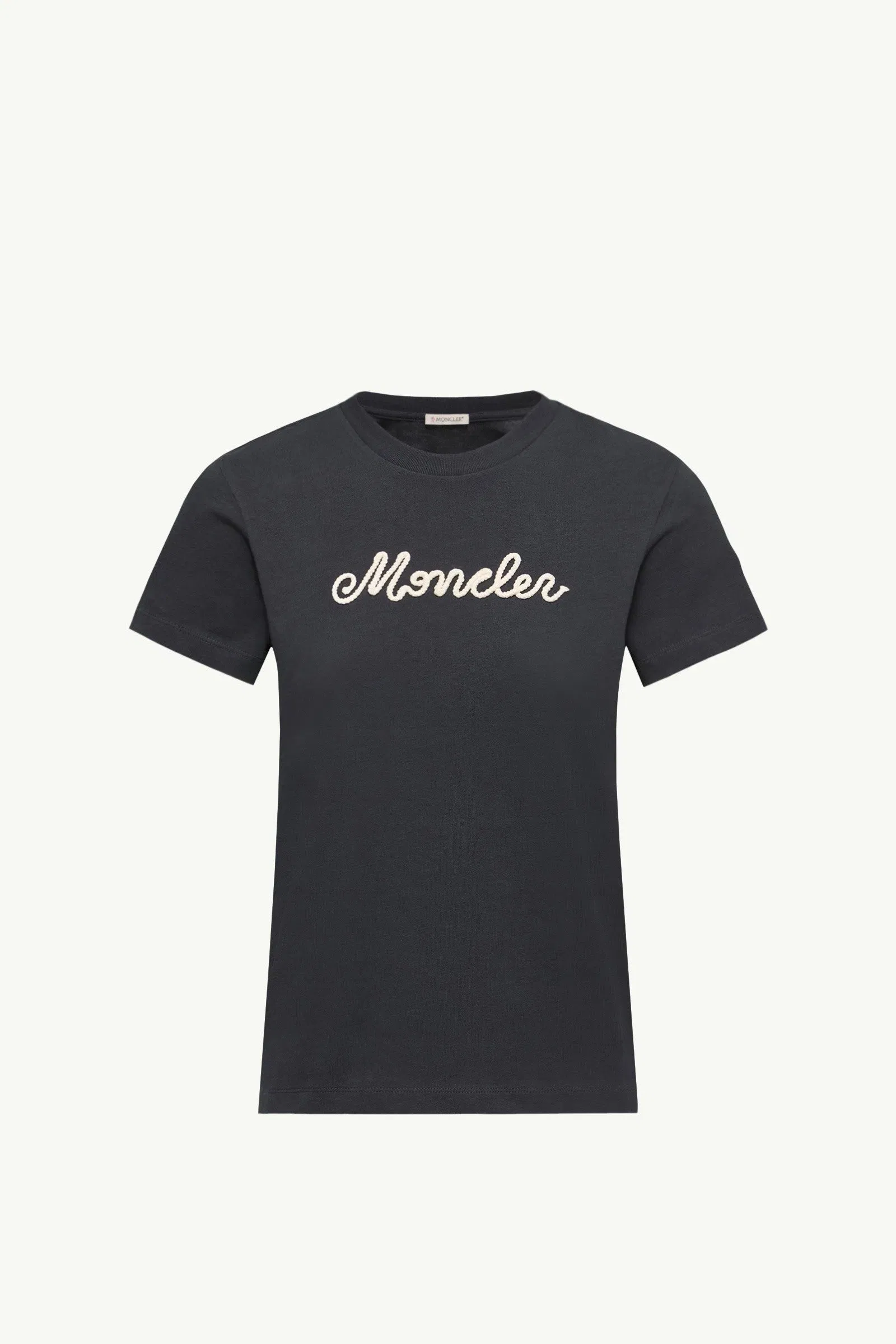 Moncler Logo Embroidery Cotton T-Shirt Navy Blue Navy Blue