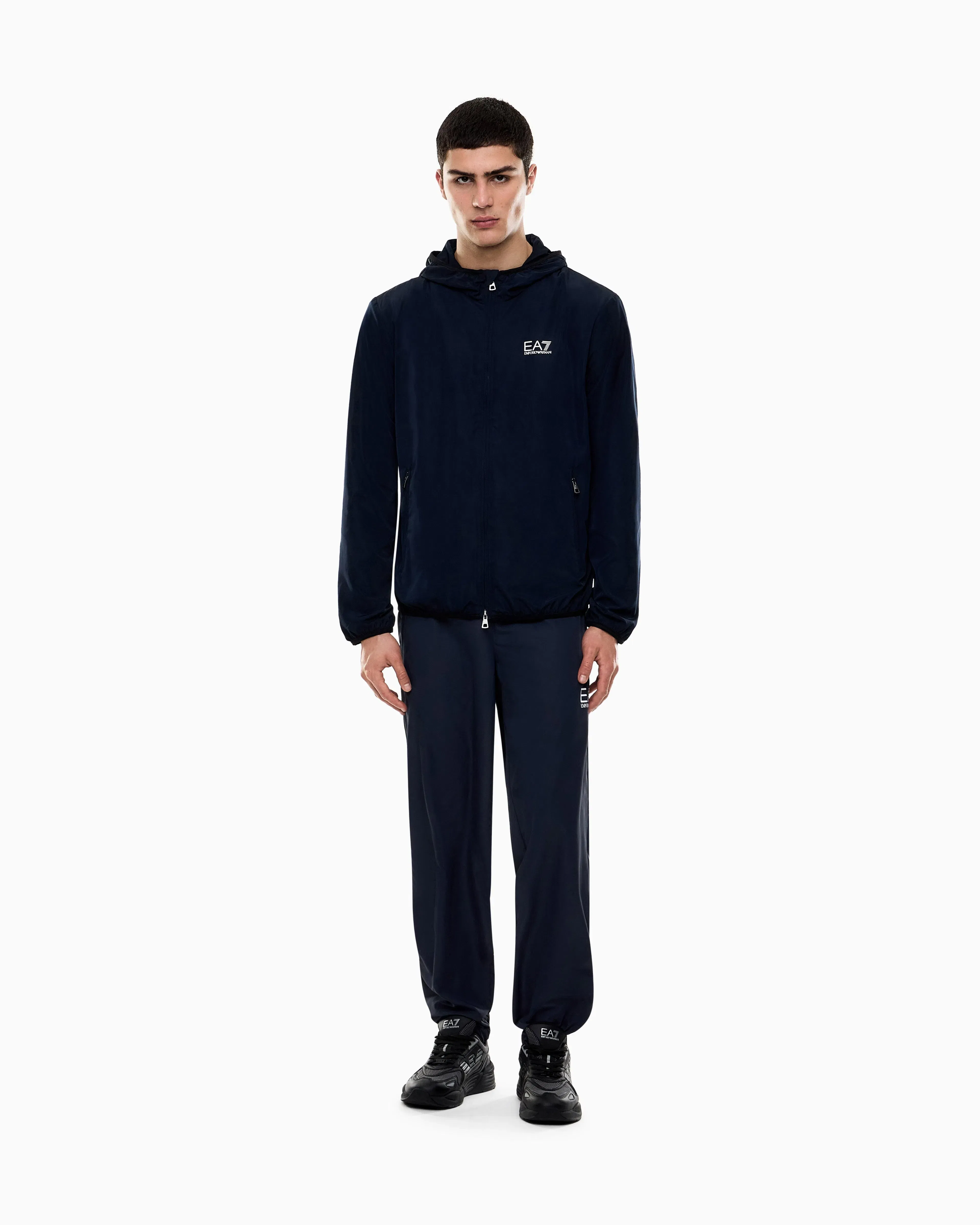EA7 Technical hooded bomber with zip closure Core Identity