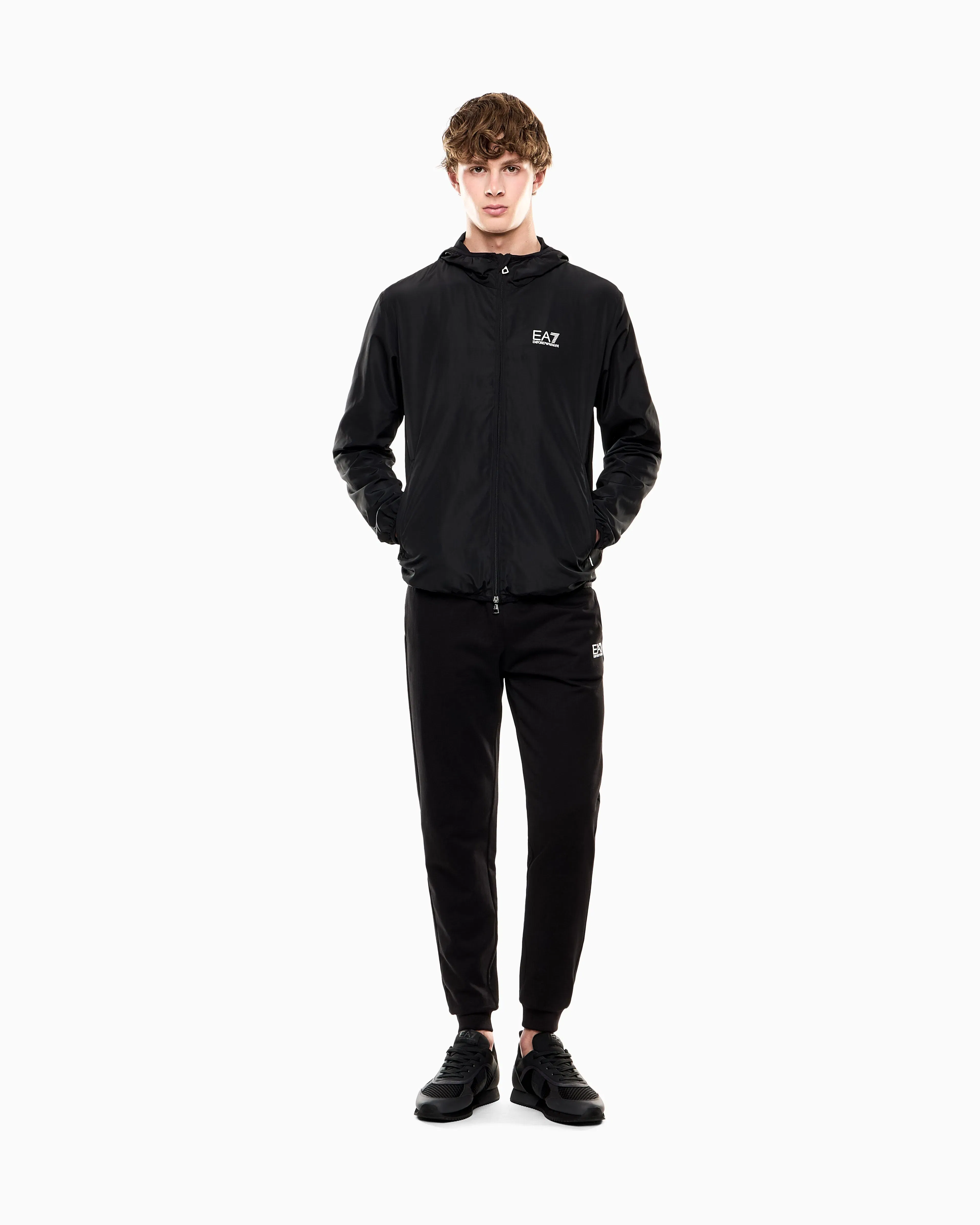 EA7 Technical hooded bomber with zip closure Core Identity