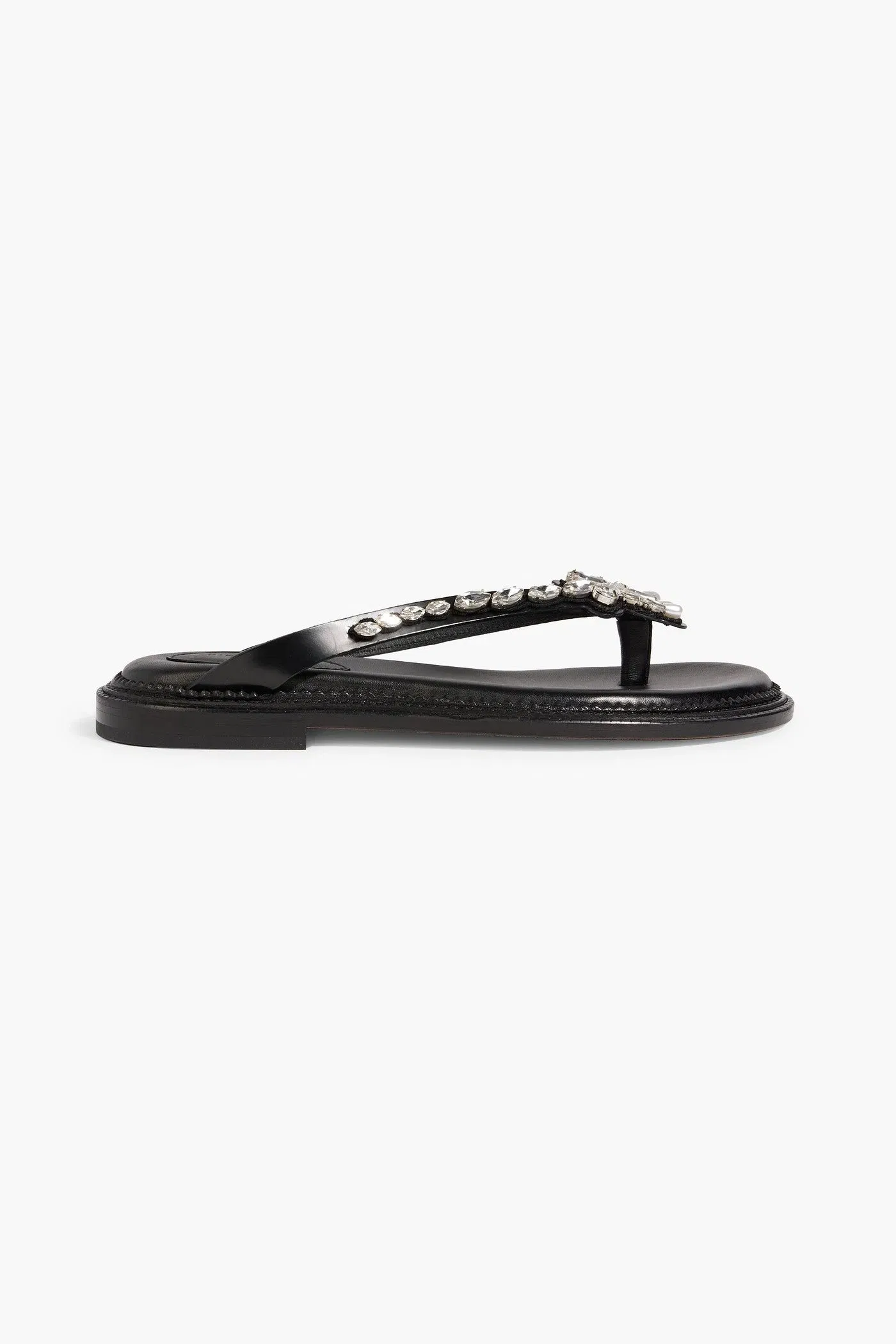 Simone Rocha Embellished Glossed-Leather Sandals Black Women's