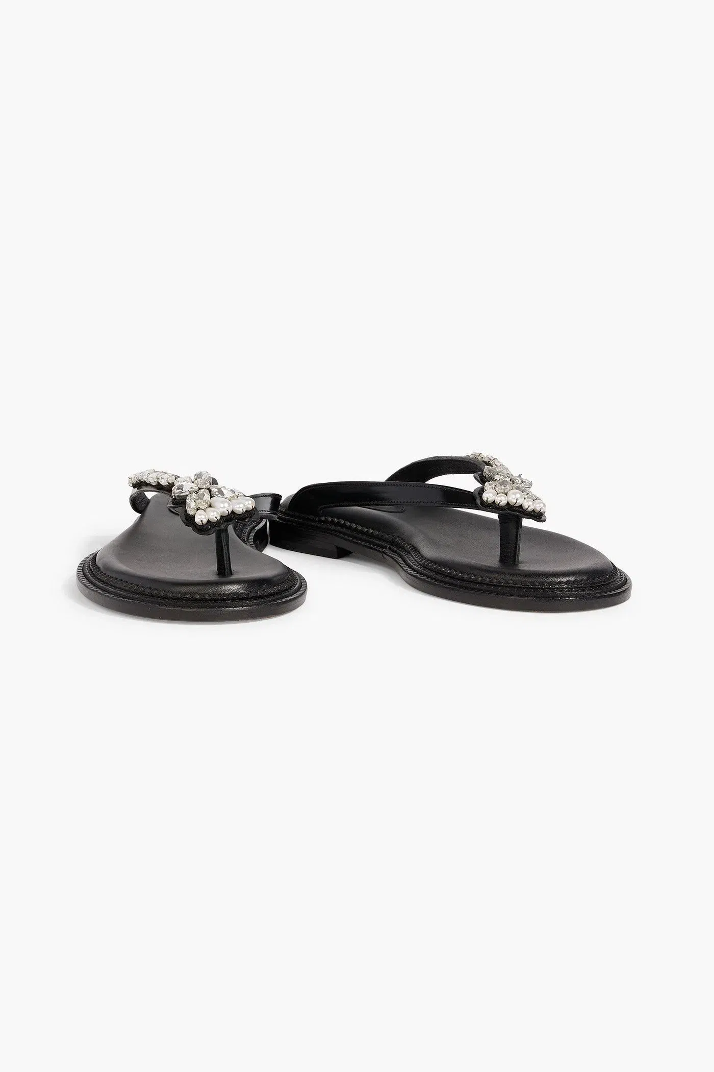 Simone Rocha Embellished Glossed-Leather Sandals Black Women's