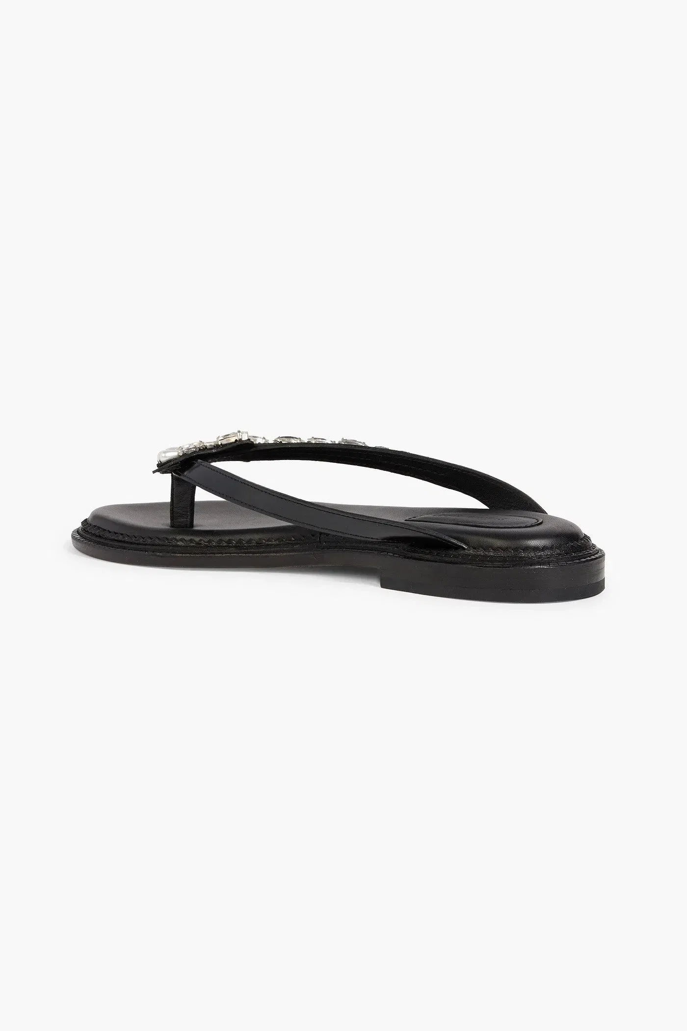 Simone Rocha Embellished Glossed-Leather Sandals Black Women's