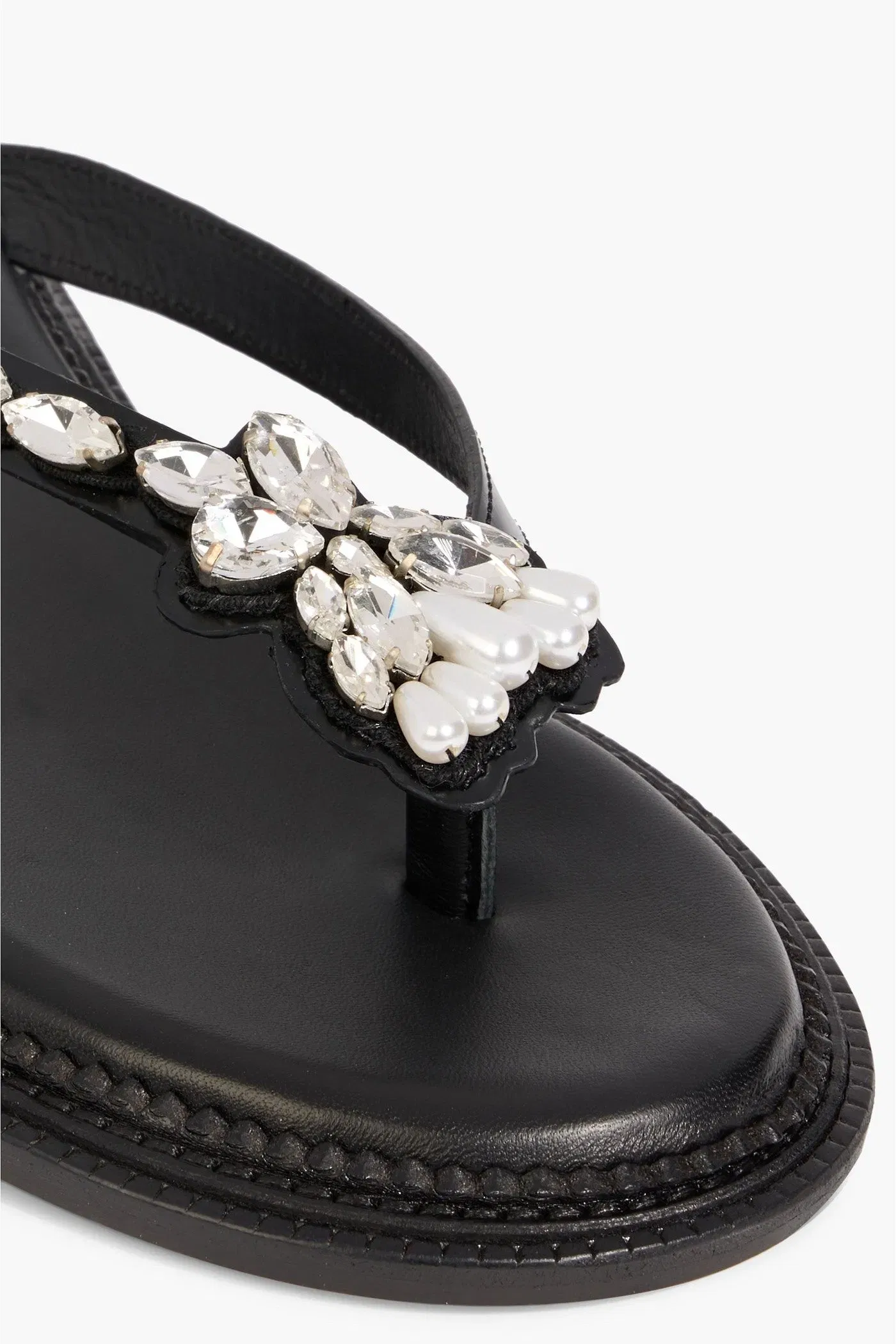Simone Rocha Embellished Glossed-Leather Sandals Black Women's