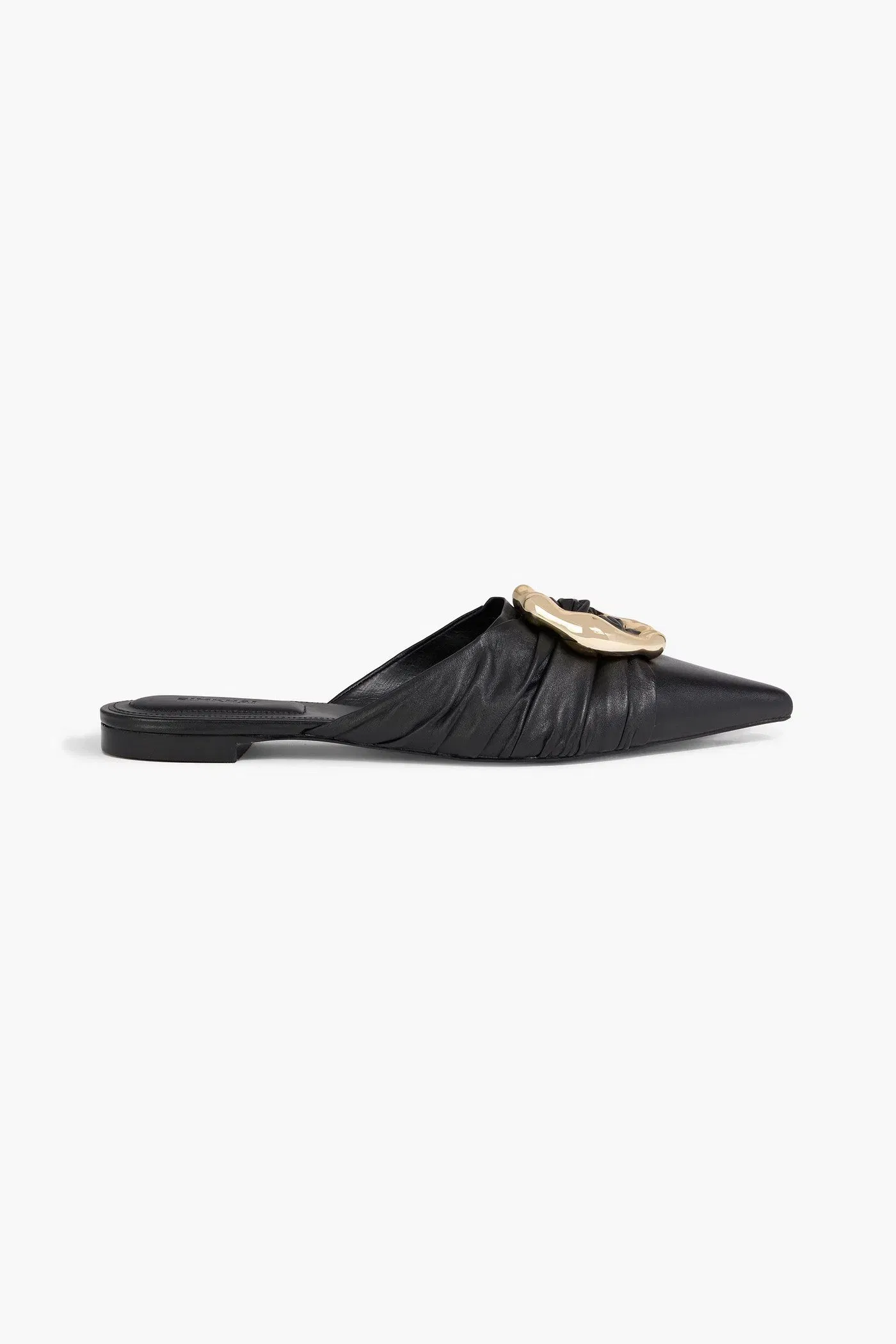 Simkhai Belle Embellished Leather Point-Toe Flats Black Women's