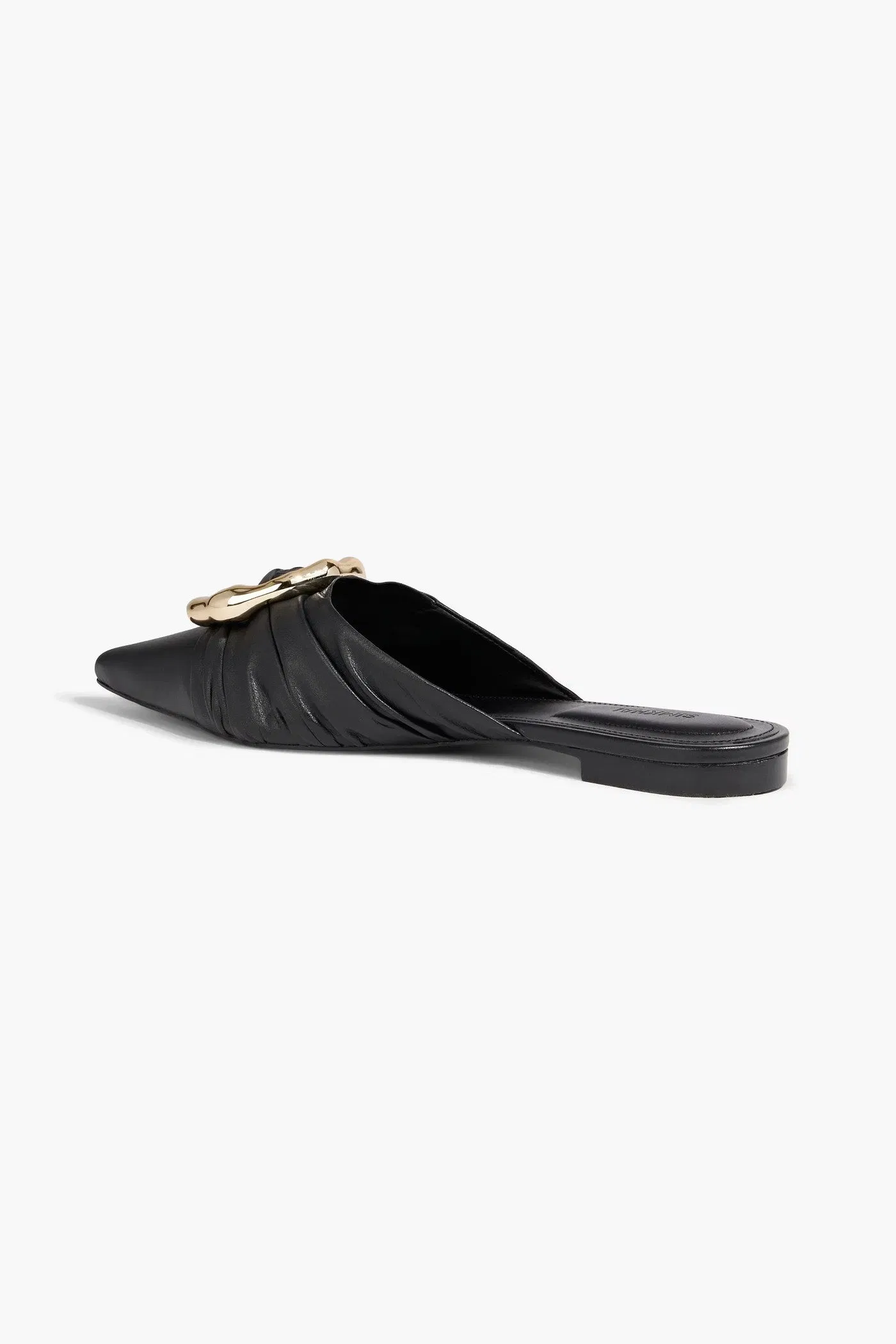 Simkhai Belle Embellished Leather Point-Toe Flats Black Women's