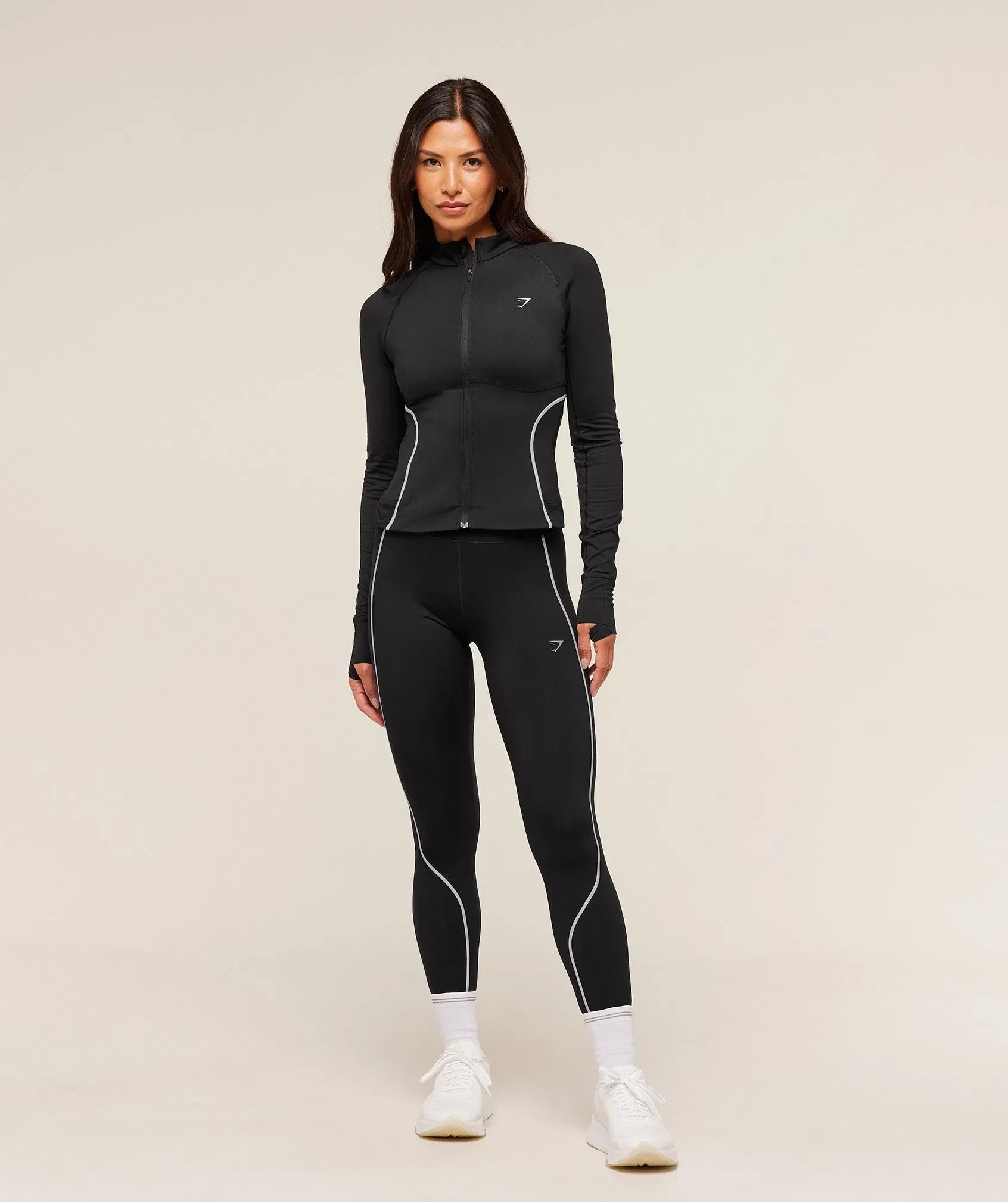 Women's Gymshark Running Warmth Zip Up Jacket Black