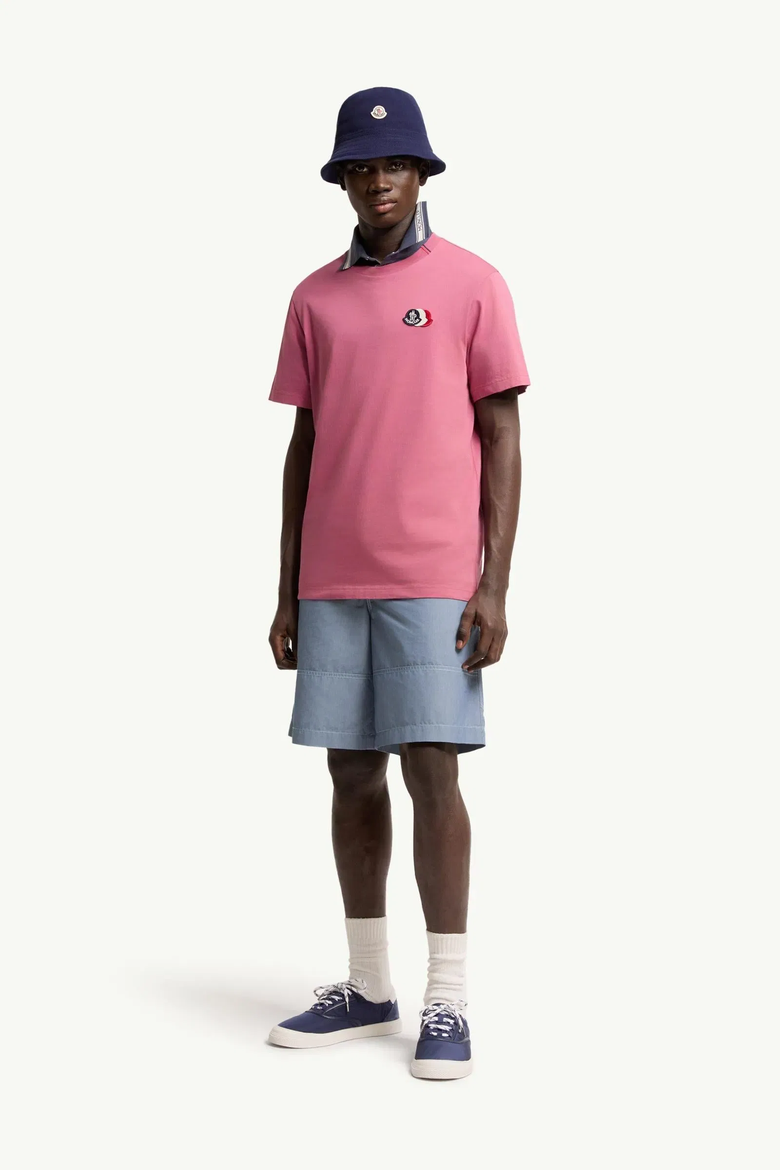 Moncler Embroidered Tricolor Logo Cotton T-Shirt Fuchsia Fuchsia