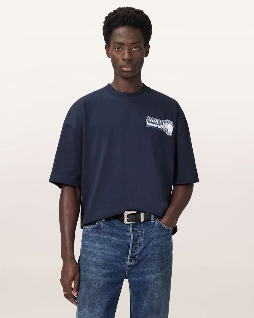 AllSaints Williams X Allsaints Burnout Crew Neck T Shirt Williams Blue