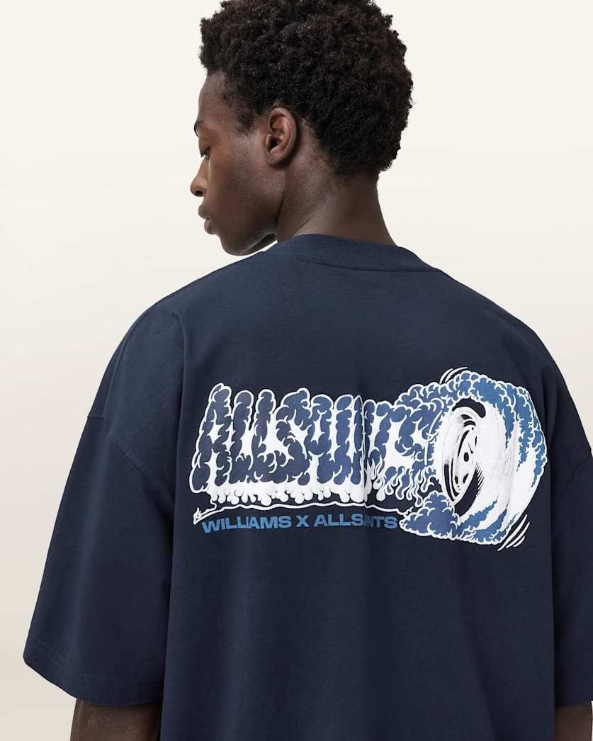 AllSaints Williams X Allsaints Burnout Crew Neck T Shirt Williams Blue