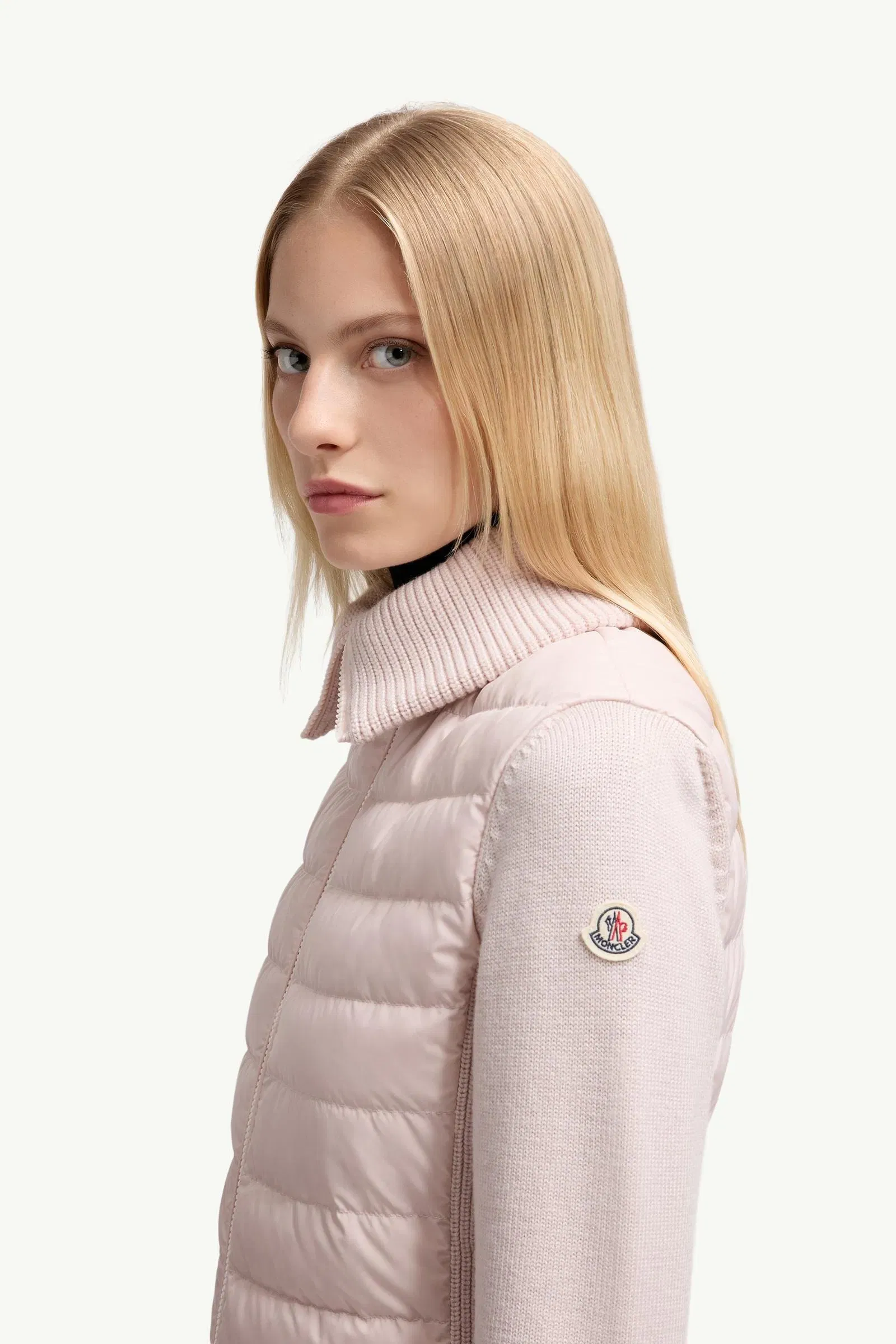 Moncler Padded Zip-Up Wool Cardigan Pink Pink