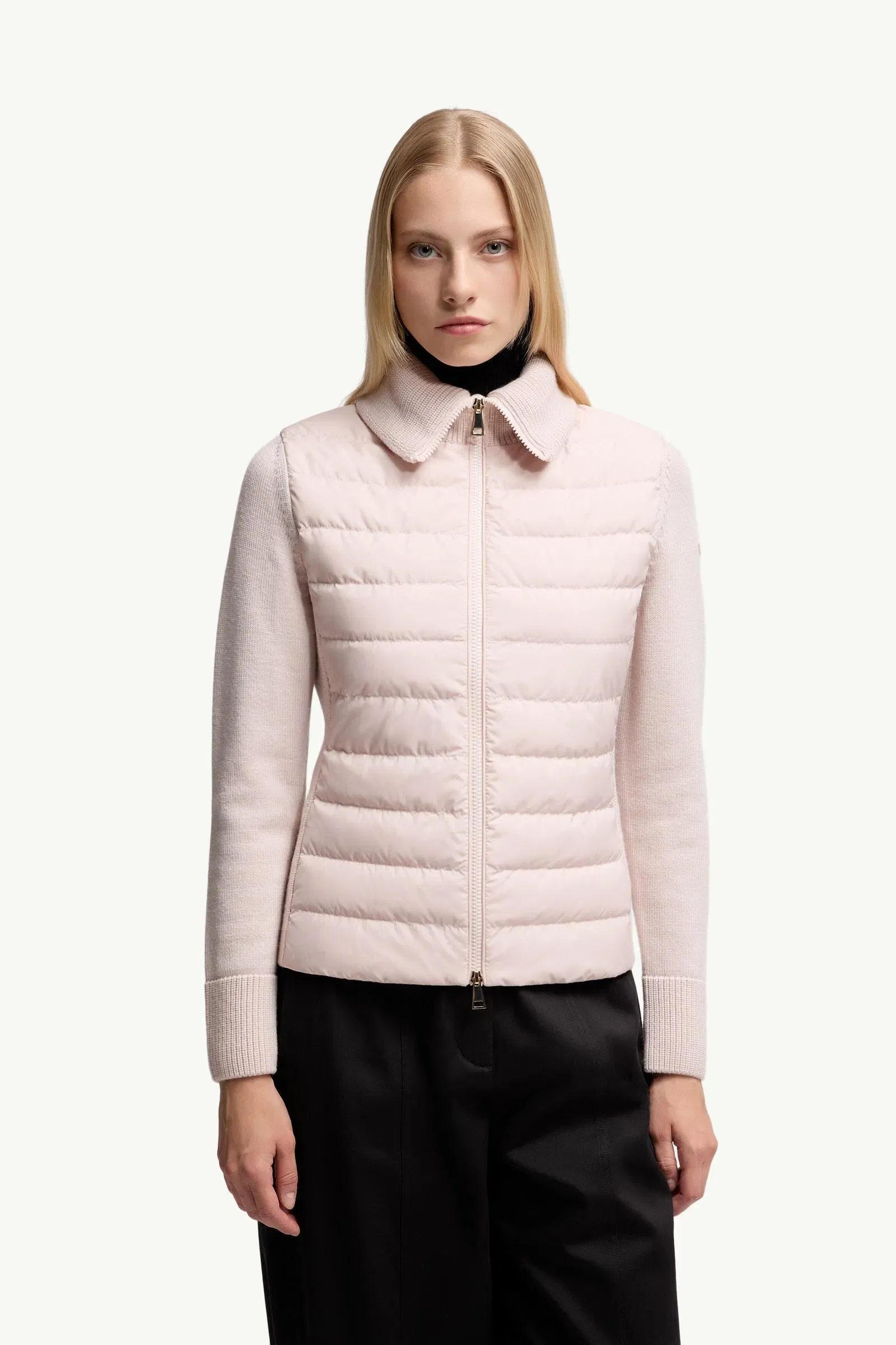 Moncler Padded Zip-Up Wool Cardigan Pink Pink