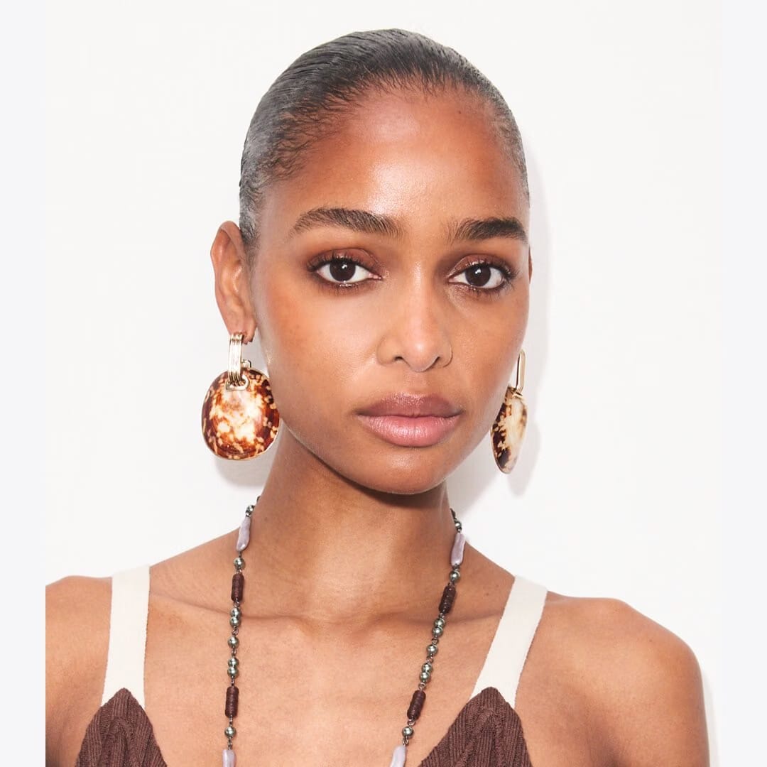 Tory Burch Runway Shell Drop Earrings Light Brass