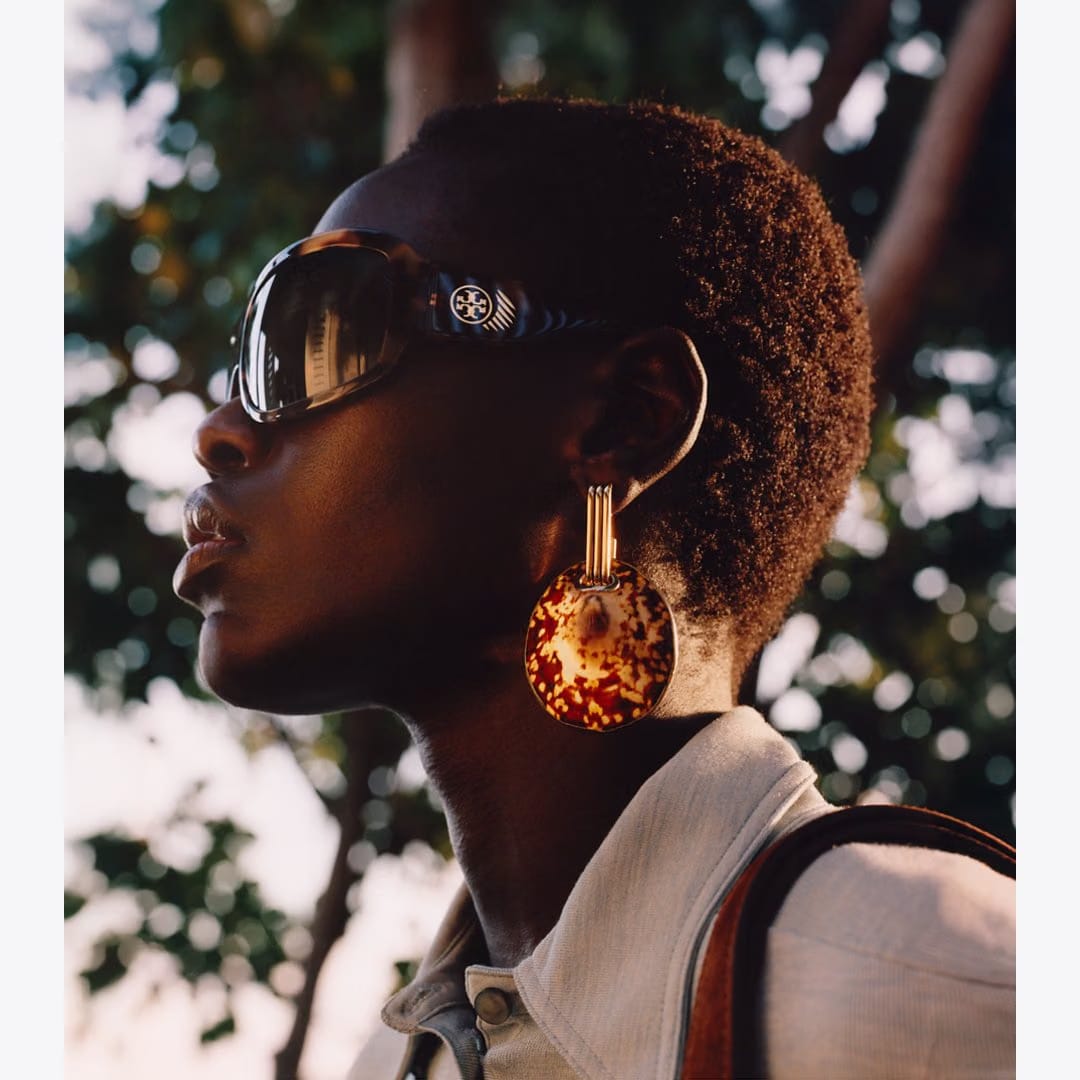 Tory Burch Runway Shell Drop Earrings Light Brass