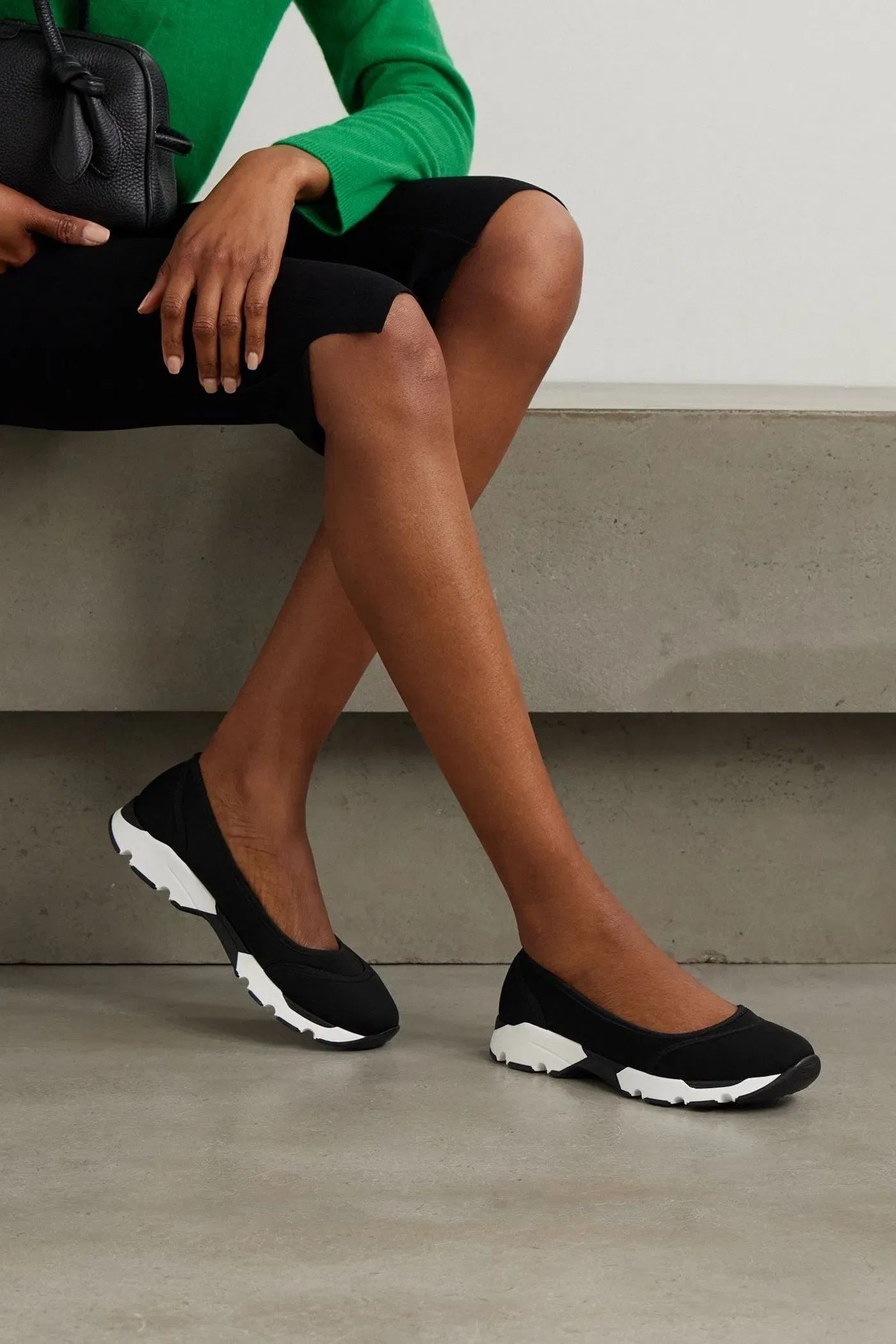 Staud Gino Paneled Neoprene Ballet Flats Black Women's