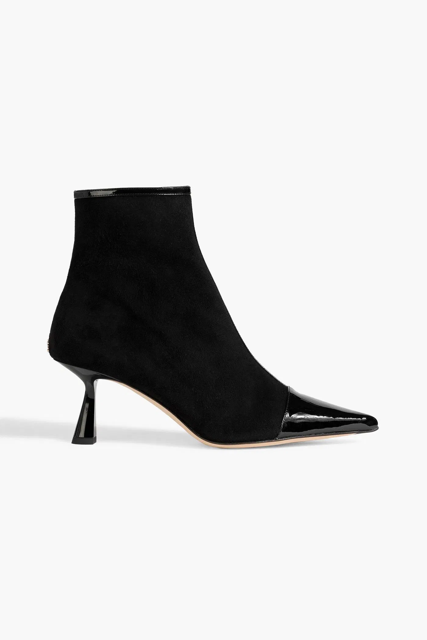 Jimmy Choo Kix Patent Leather-Trimmed Suede Ankle Boots Black Women's