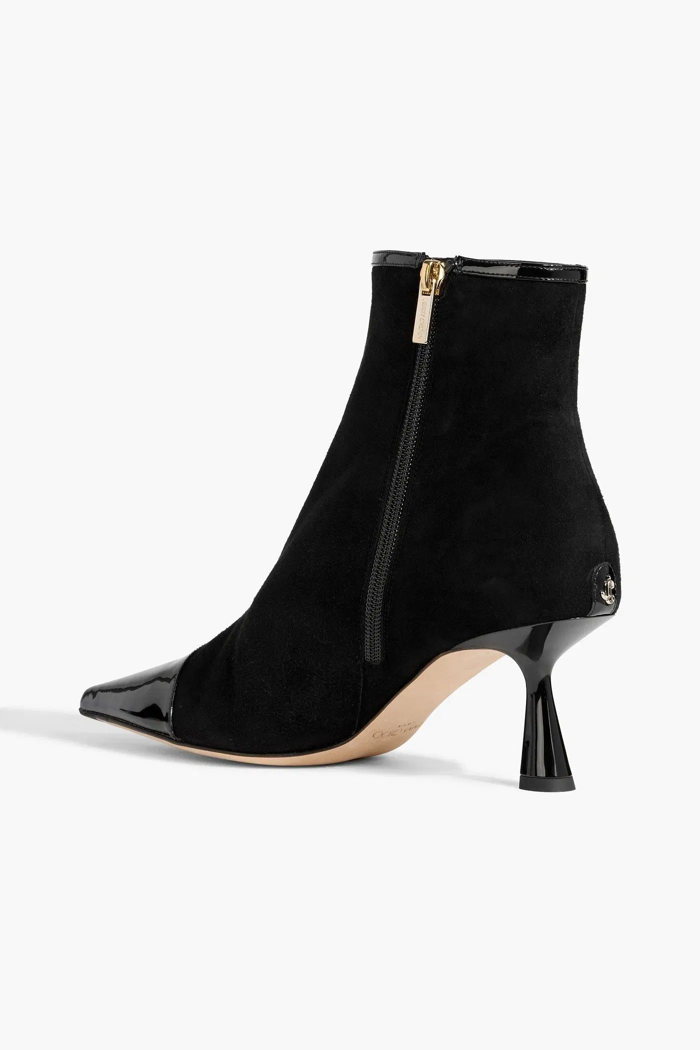 Jimmy Choo Kix Patent Leather-Trimmed Suede Ankle Boots Black Women's