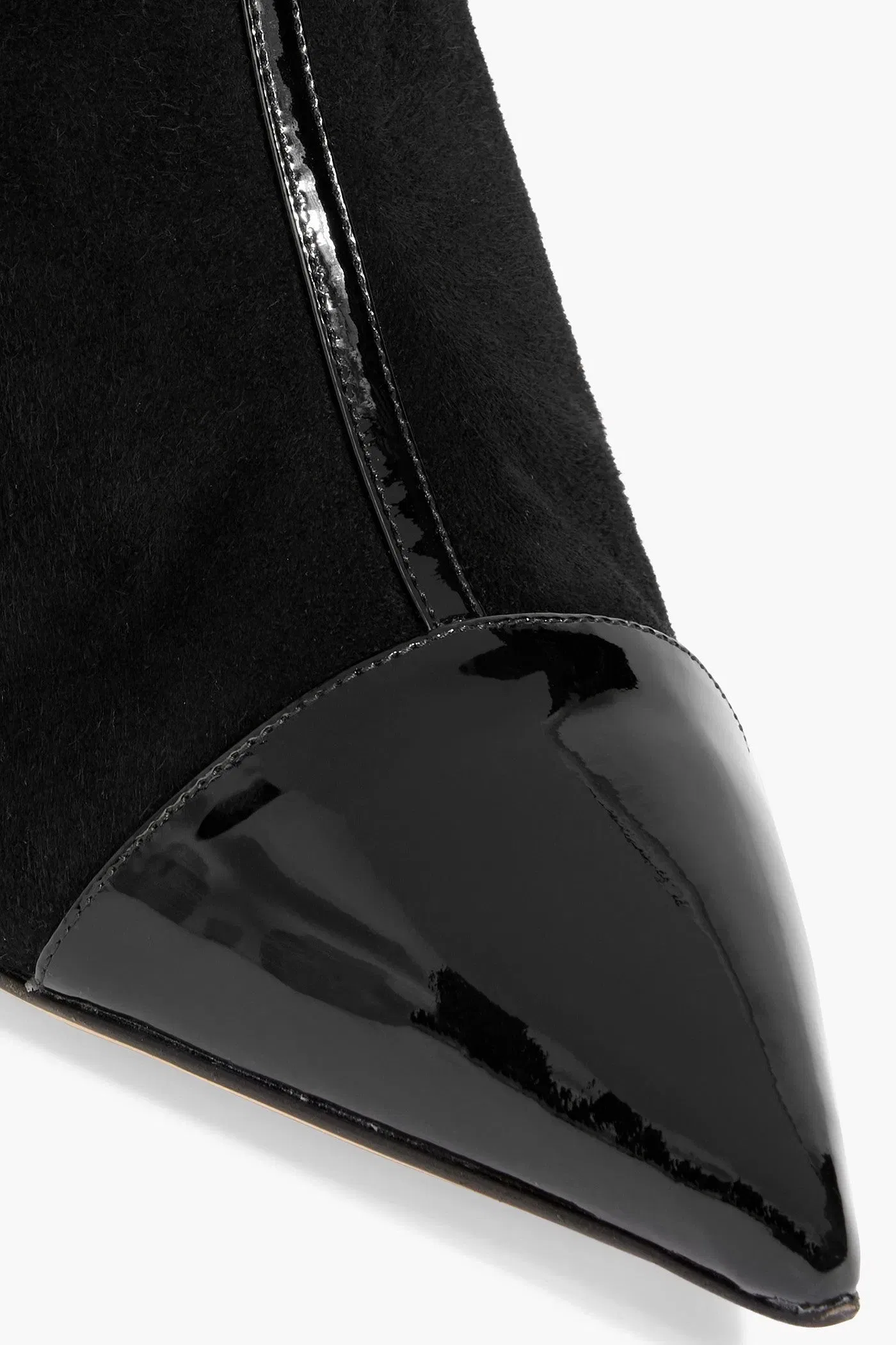 Jimmy Choo Kix Patent Leather-Trimmed Suede Ankle Boots Black Women's