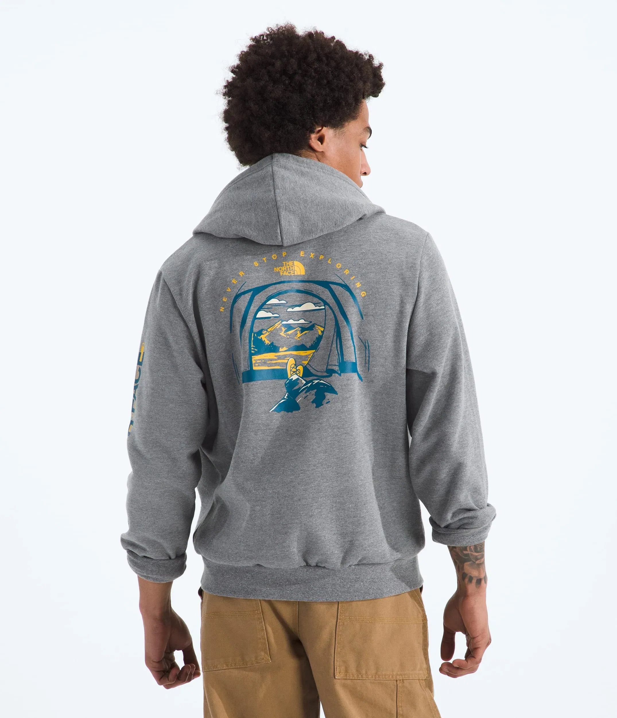 The North Face Men’s Evolution Tent Hoodie—Graphic TNF Mid Grey Heather