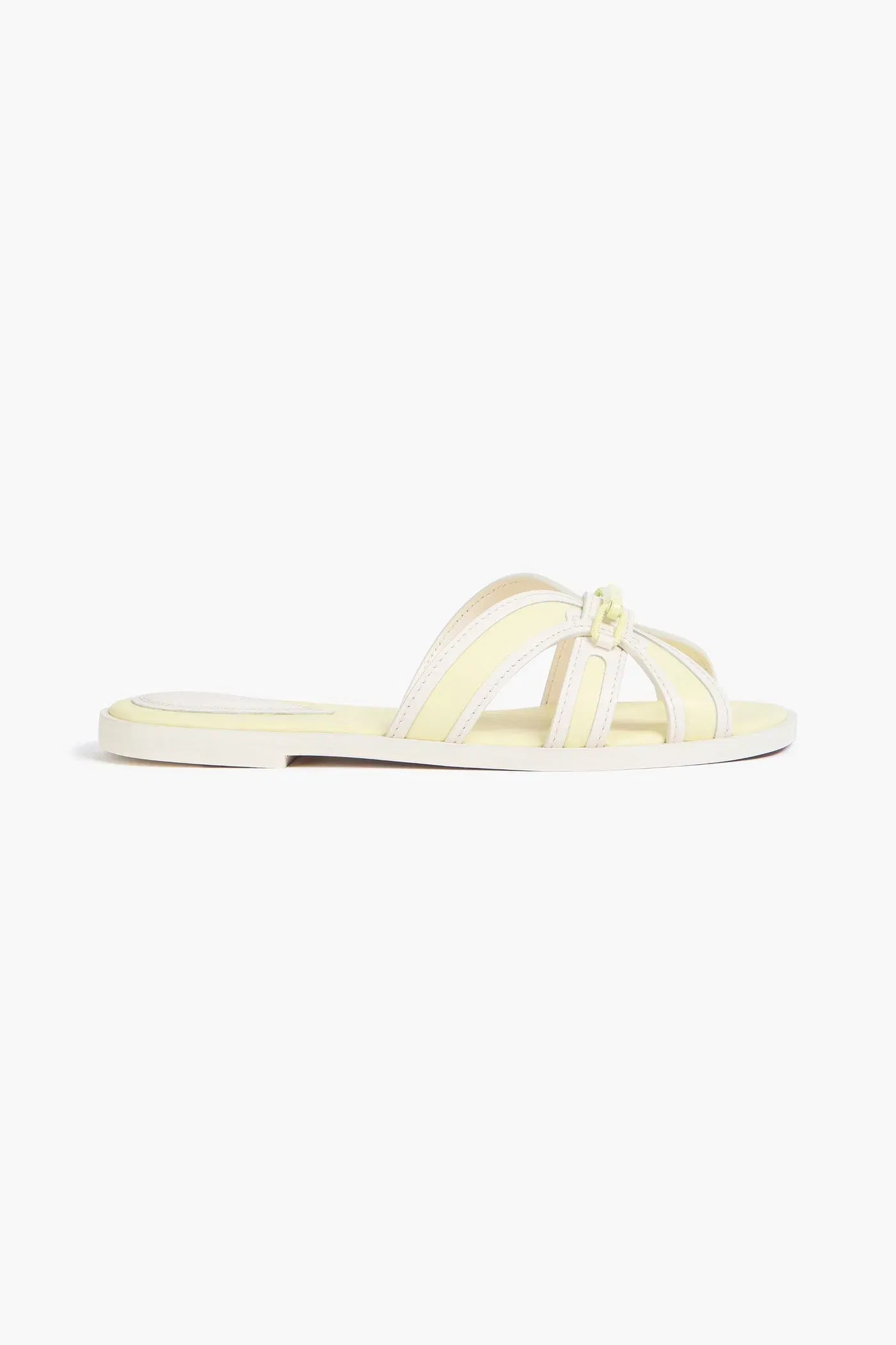 Zimmermann Embellished Leather Sandals Pastel Yellow Women's