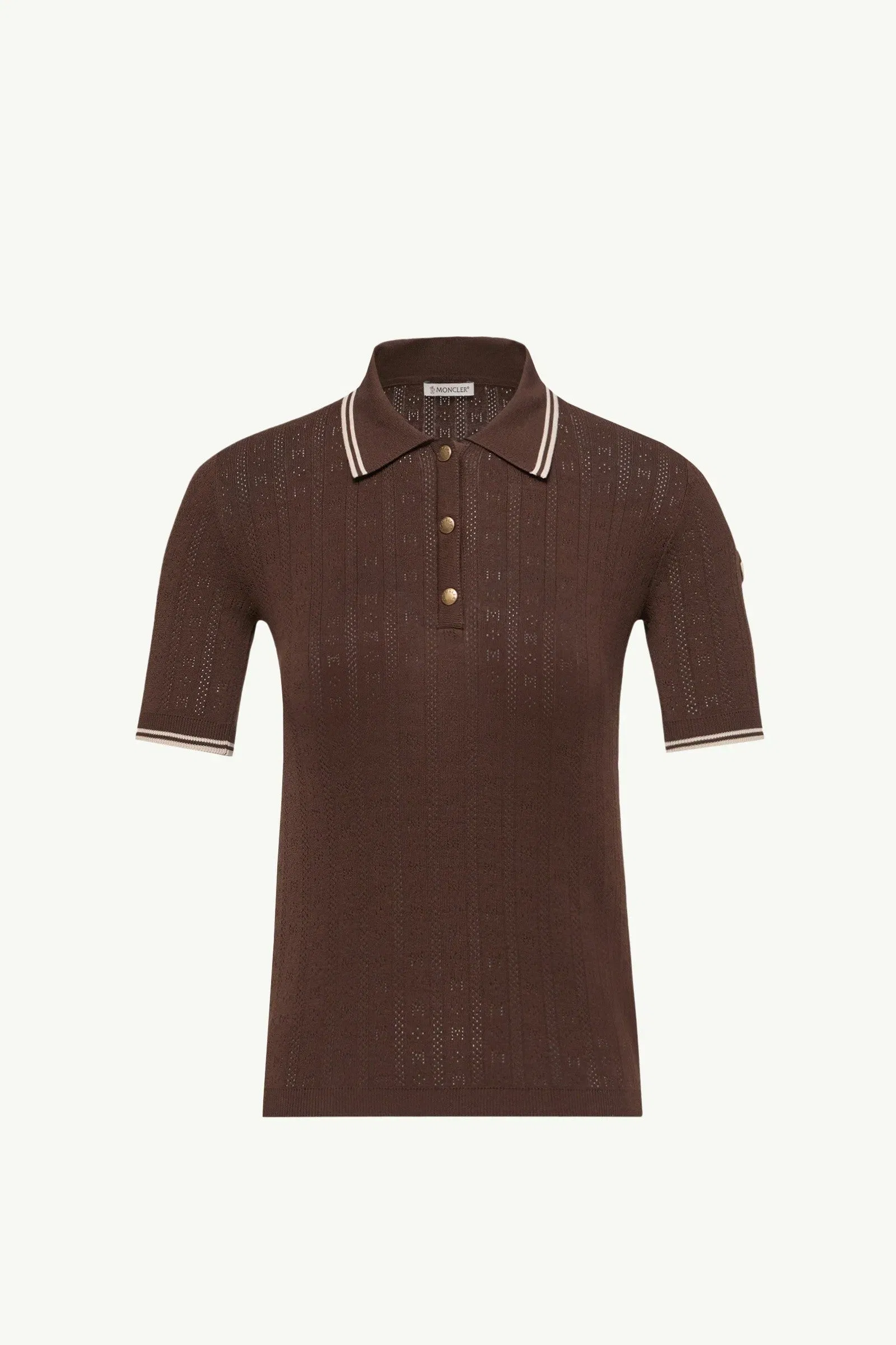 Moncler Rhombus & Logo Pattern Cotton Polo Shirt Brown Brown