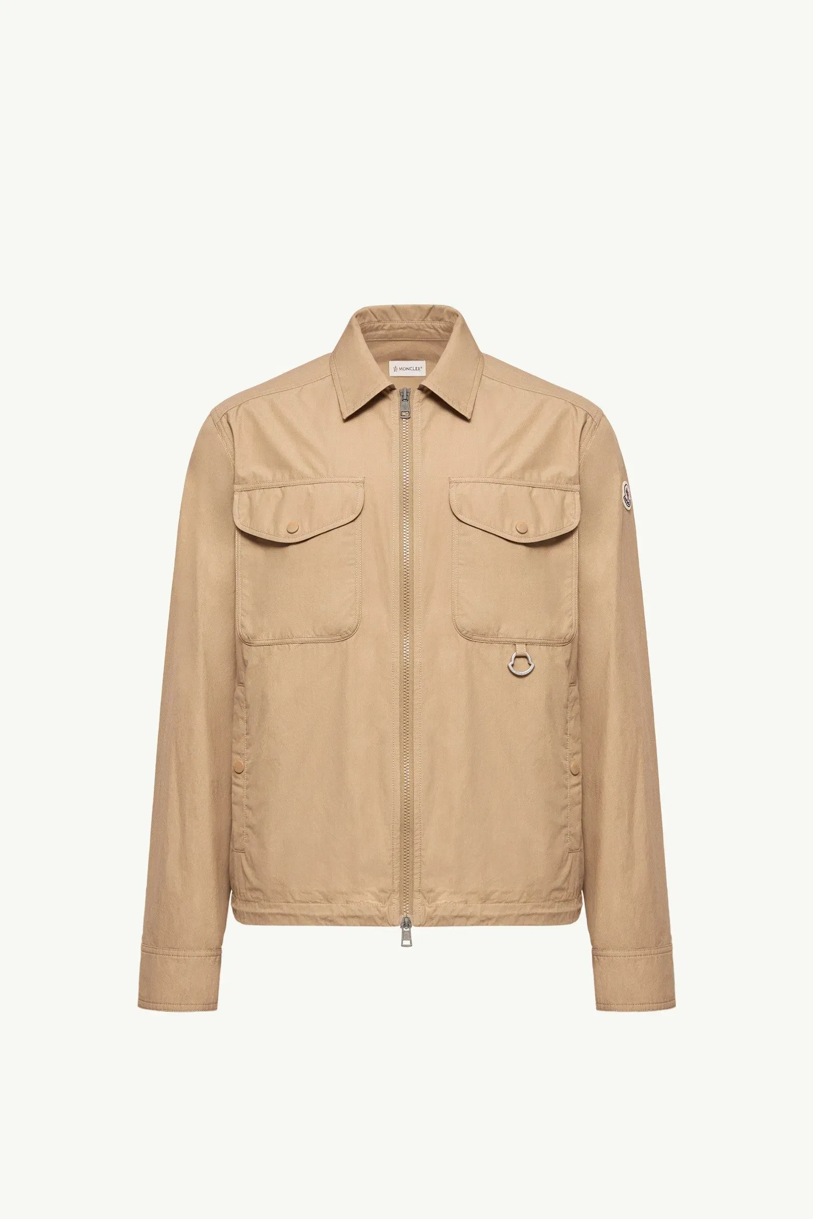 Moncler Cotton Poplin Long Sleeve Zip-Up Shirt Jacket Beige Beige