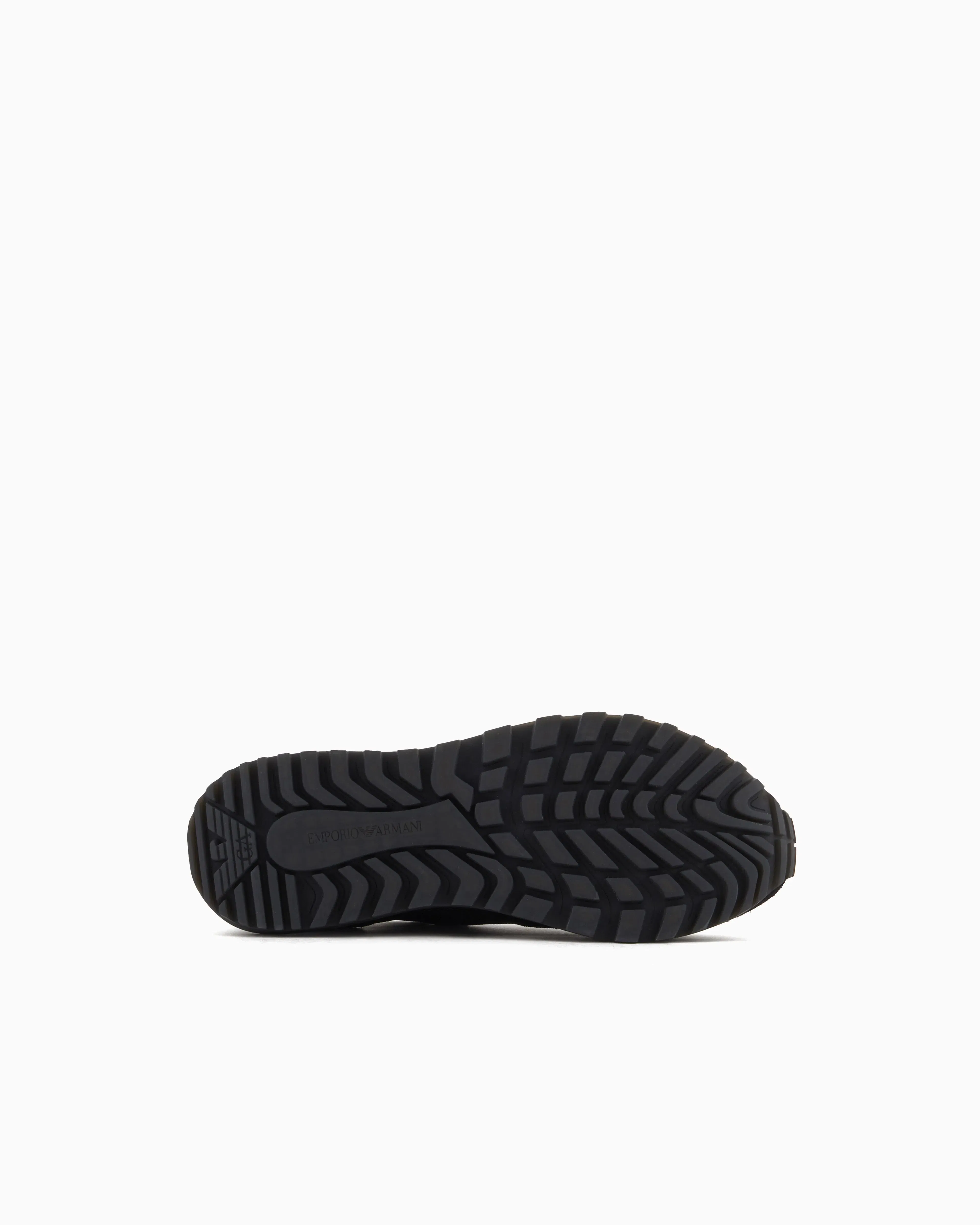 Emporio Armani Low-Top Sneakers In Suede And Mesh With A Rubber Sole Black