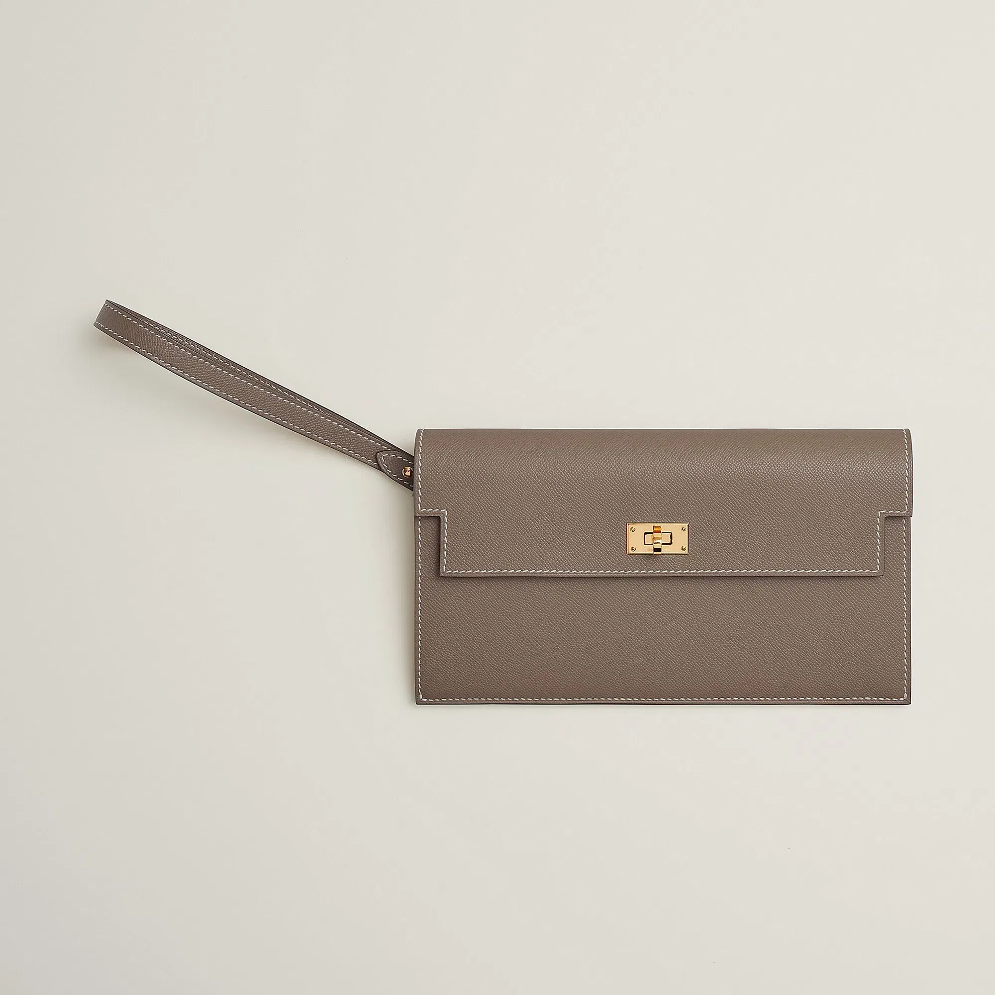 Hermes Kelly Pocket Long Wallet Gris Meyer