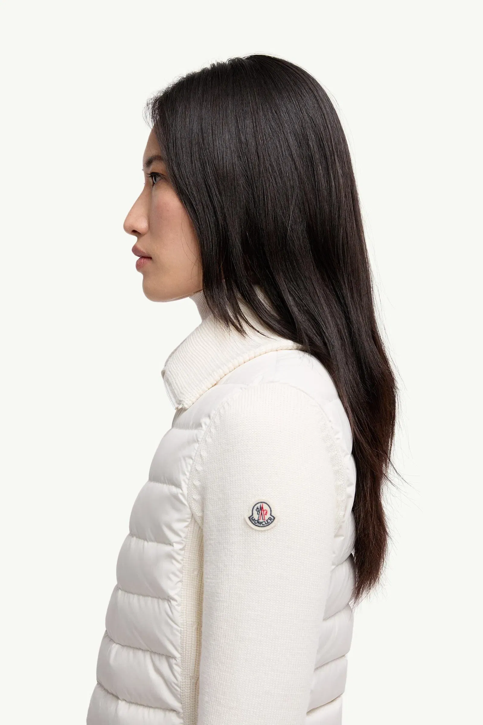 Moncler Padded Zip-Up Wool Cardigan White White