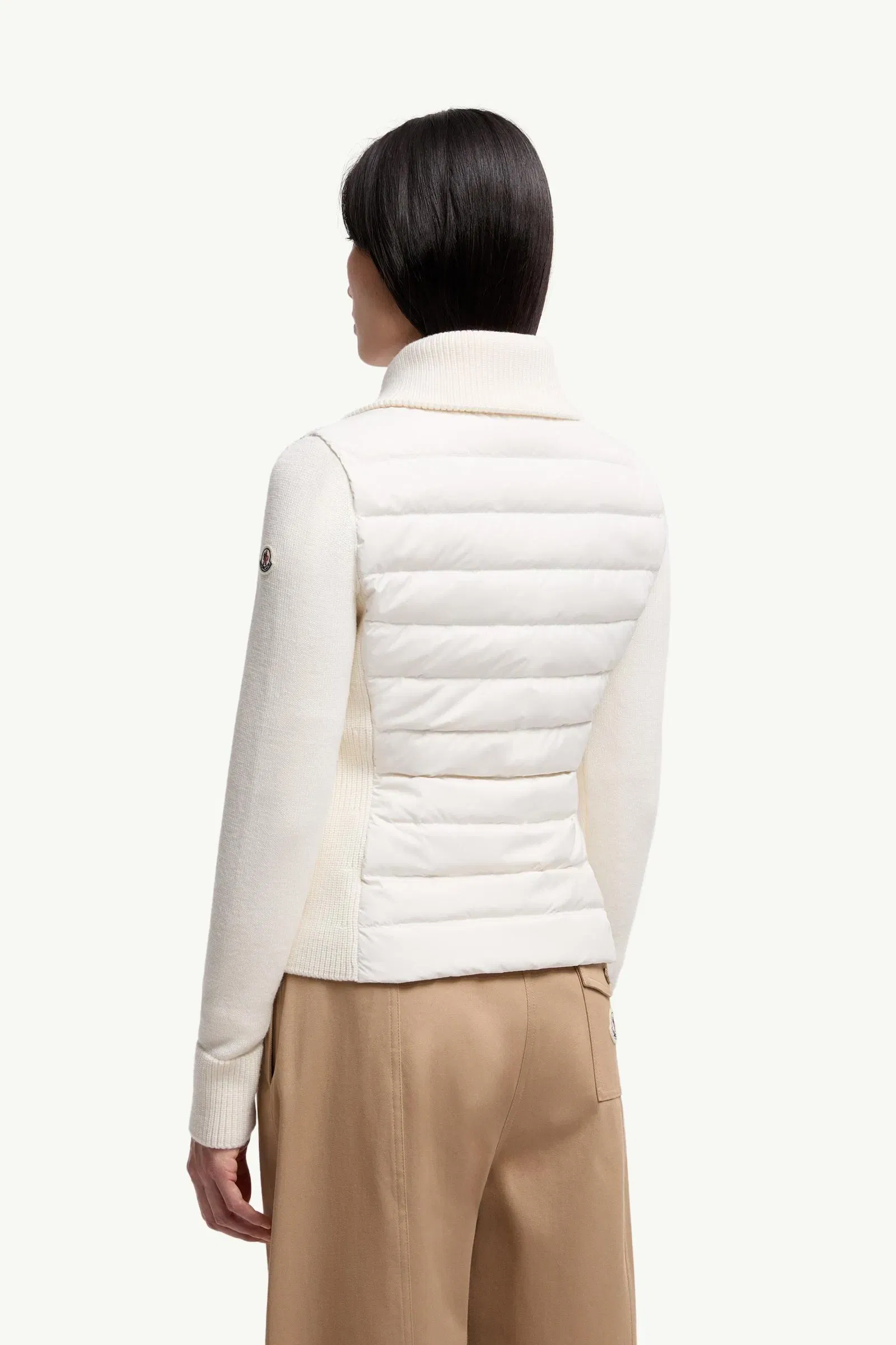 Moncler Padded Zip-Up Wool Cardigan White White