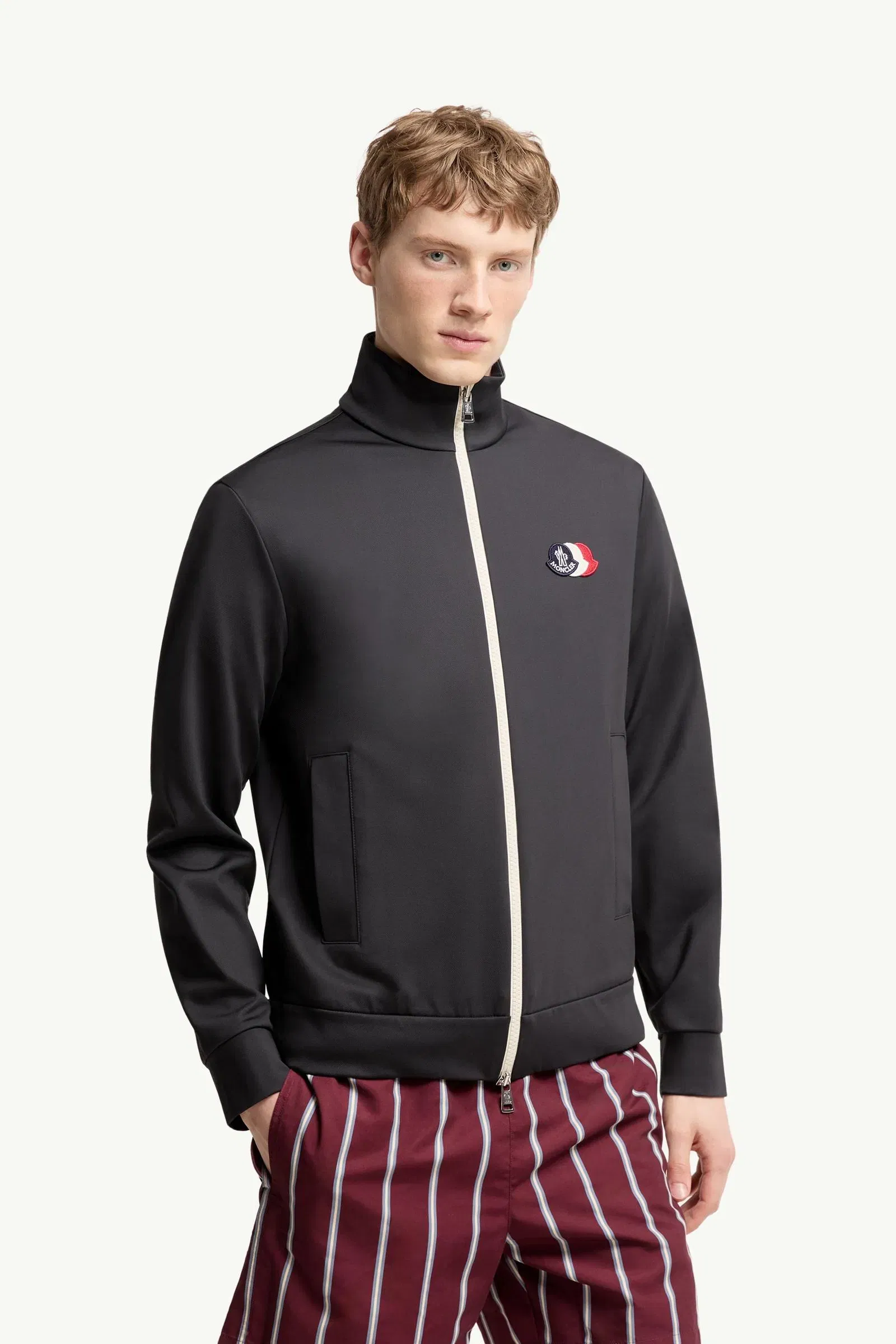 Moncler Tricolor Logo Zip-Up Sweatshirt Navy Blue Navy Blue