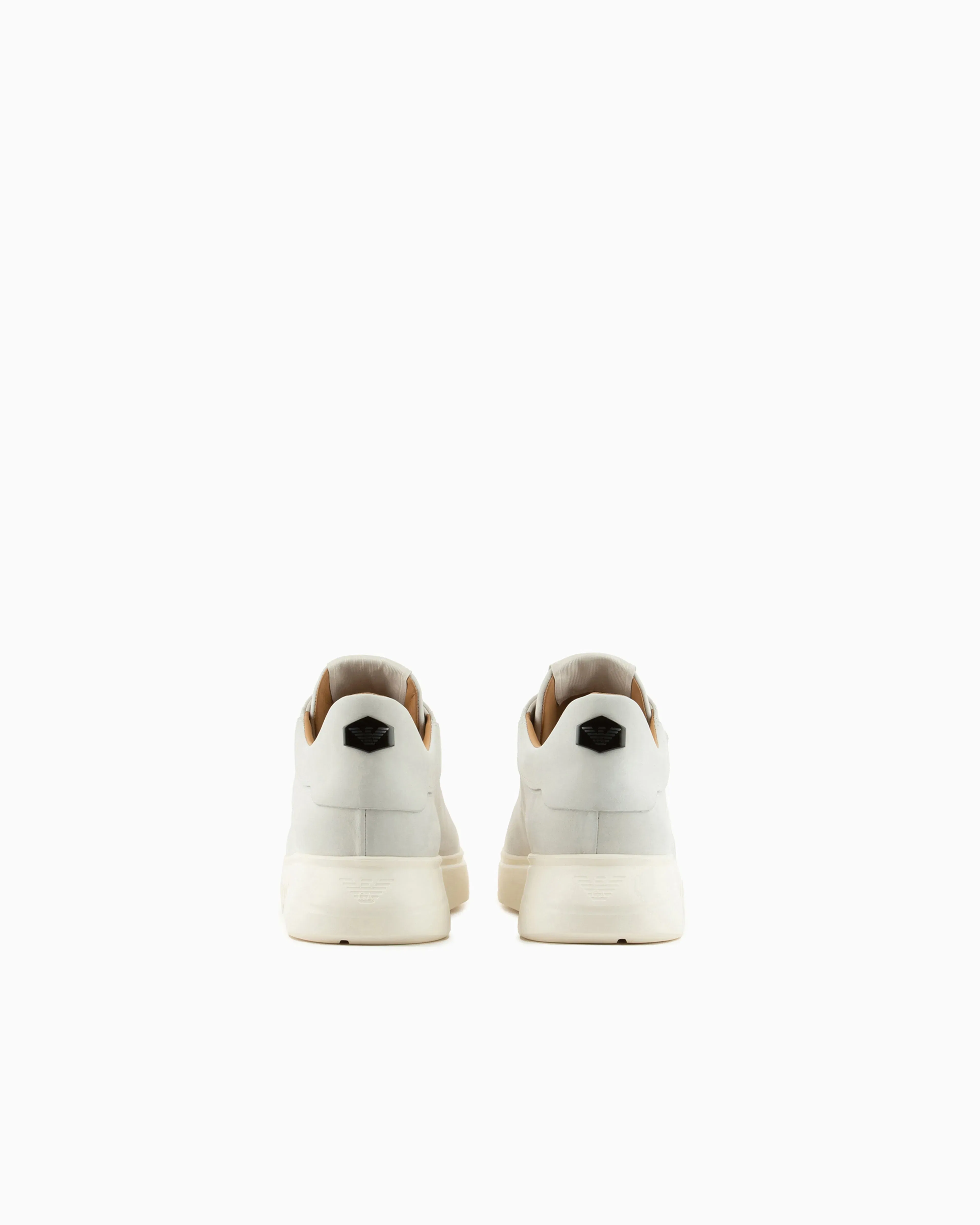 Emporio Armani Sneaker With Knurled Soles In Nubuck Leather Essential White