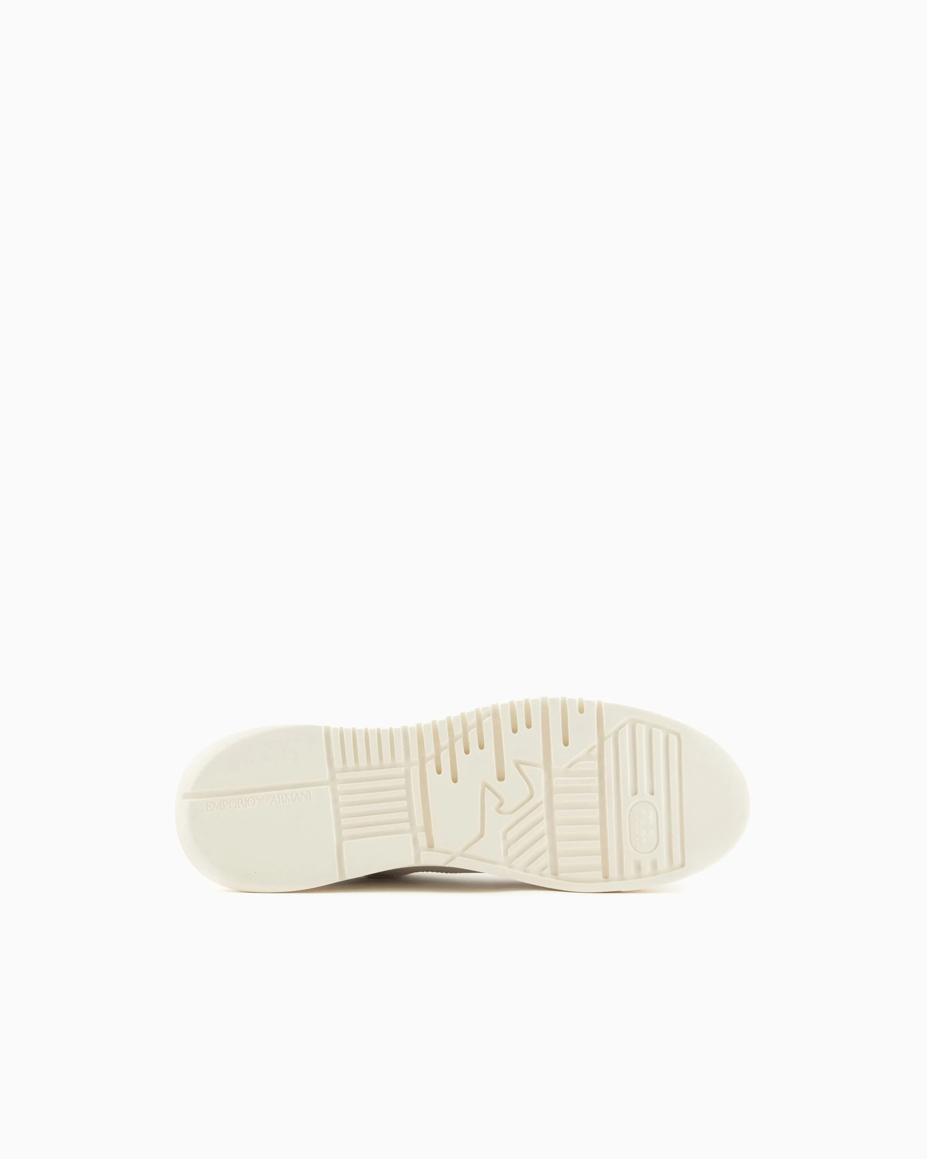 Emporio Armani Sneaker With Knurled Soles In Nubuck Leather Essential White