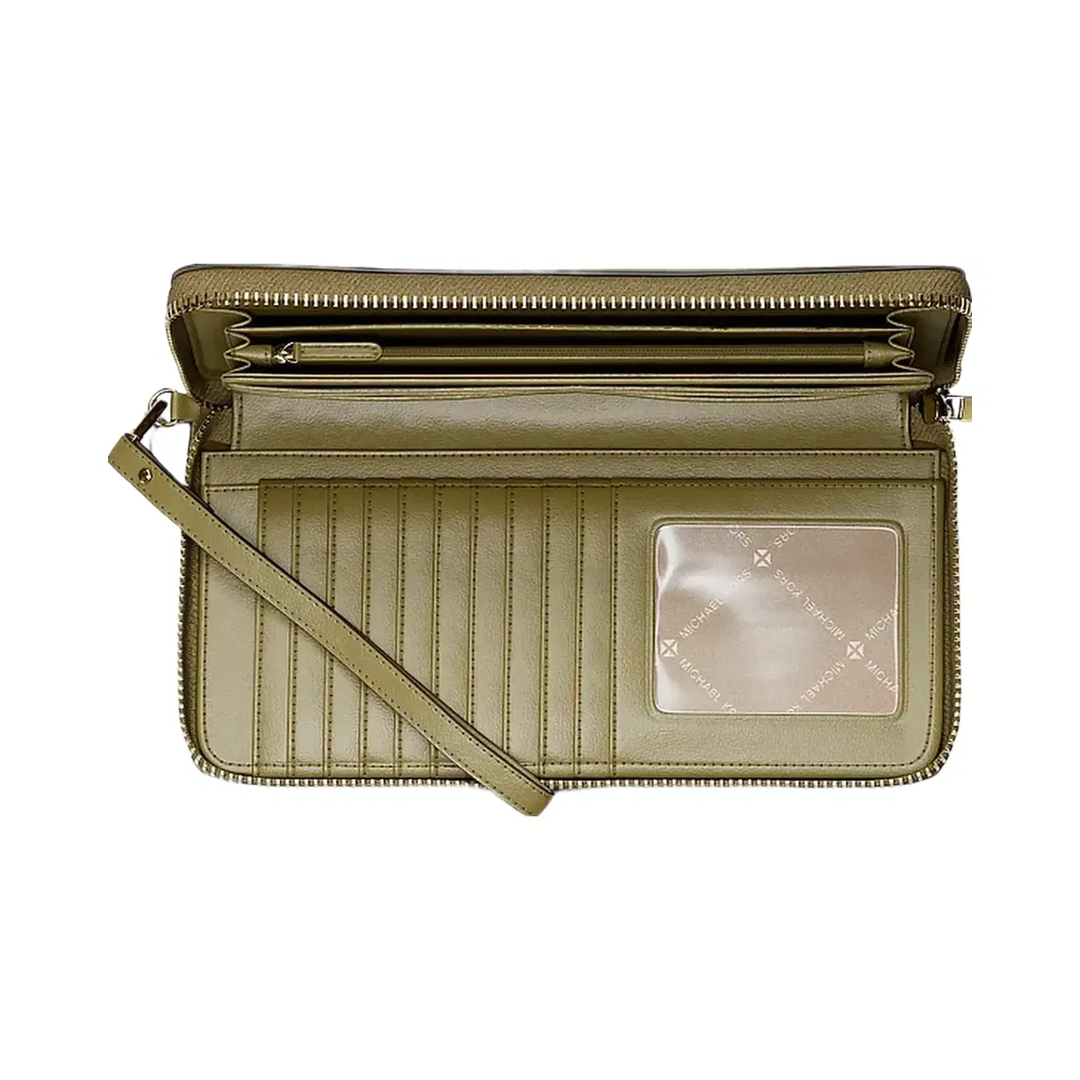 Michael Kors Jet Set Travel Large Pebbled Leather Wristlet Oregano