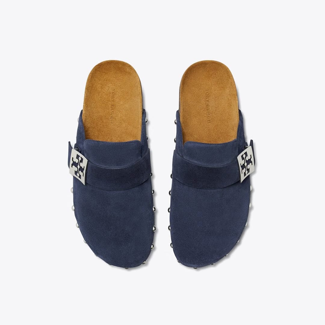 Tory Burch Mellow Studded Mule NEW NAVY / SILVER
