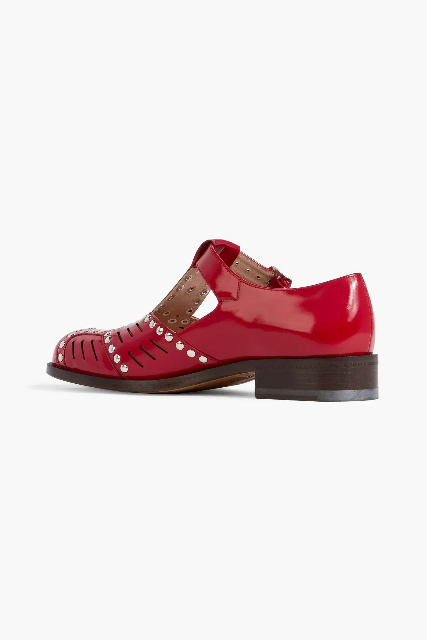 Bally Spiegel Studded Glossed-Leather Sandals Red Women's