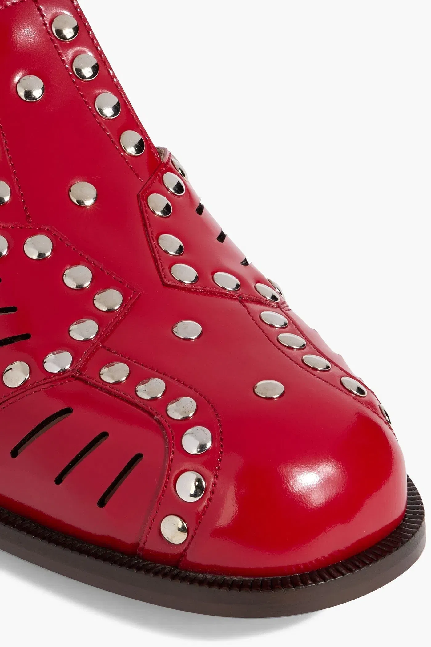 Bally Spiegel Studded Glossed-Leather Sandals Red Women's