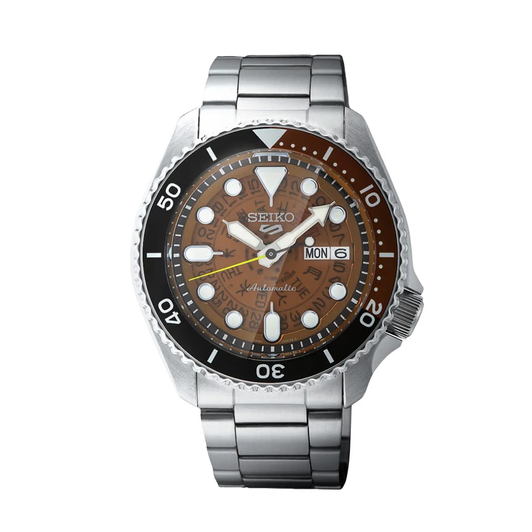Seiko 5 Sports Automatic Watch Orange Dial Stainless Steel Watch - SRPJ47K1