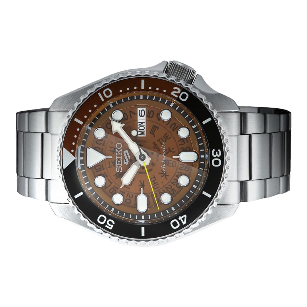 Seiko 5 Sports Automatic Watch Orange Dial Stainless Steel Watch - SRPJ47K1